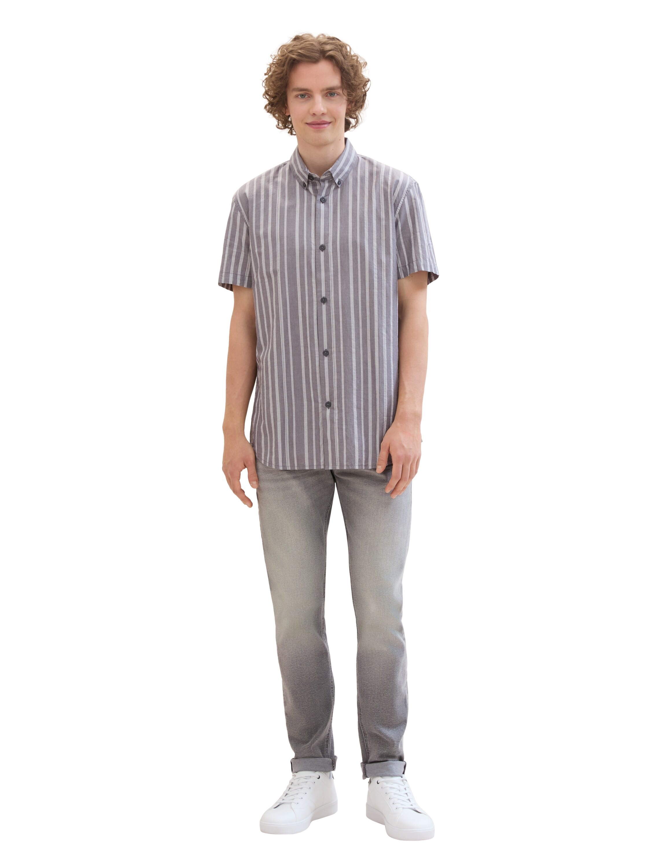 TOM TAILOR Denim Kurzarmhemd, mit Streifenmuster