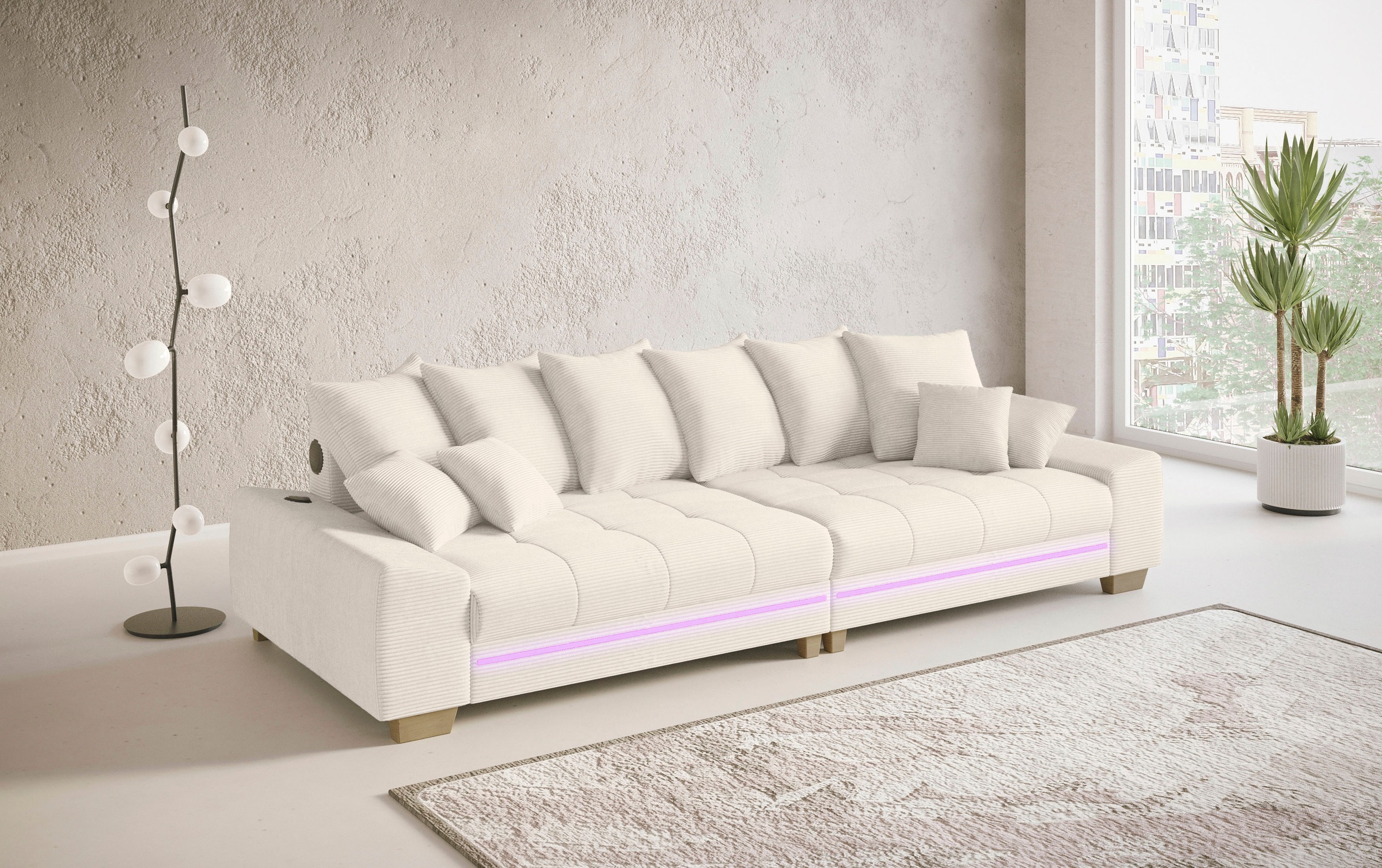 Mr. Couch Big-Sofa »Nikita II«, RGB-LED, Bluetooth-Soundsystem, wahlweise mit Kaltschaum