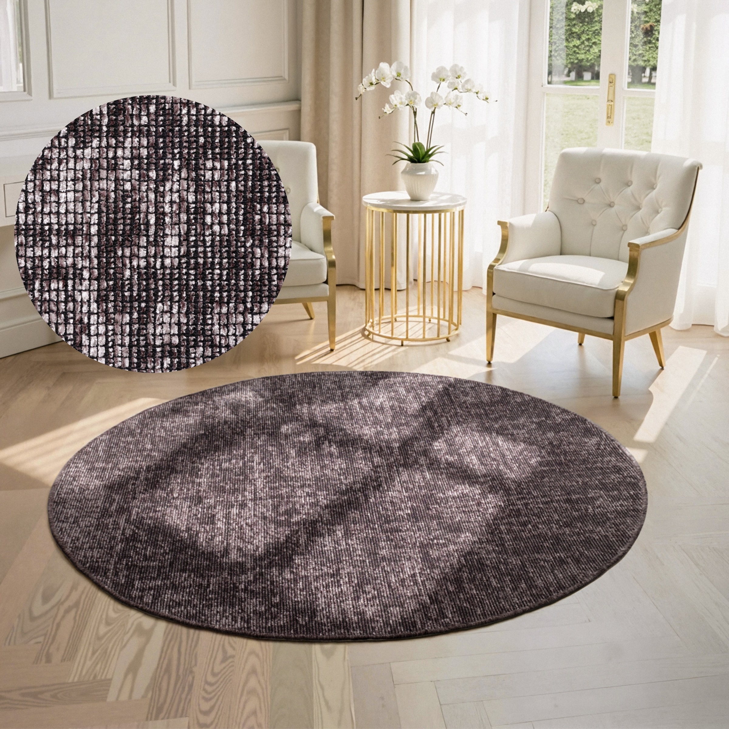 ELLE DECORATION Teppich »Prisma« rund 5 mm Höhe Glanz-Effekt, Karo Design, günstig online kaufen