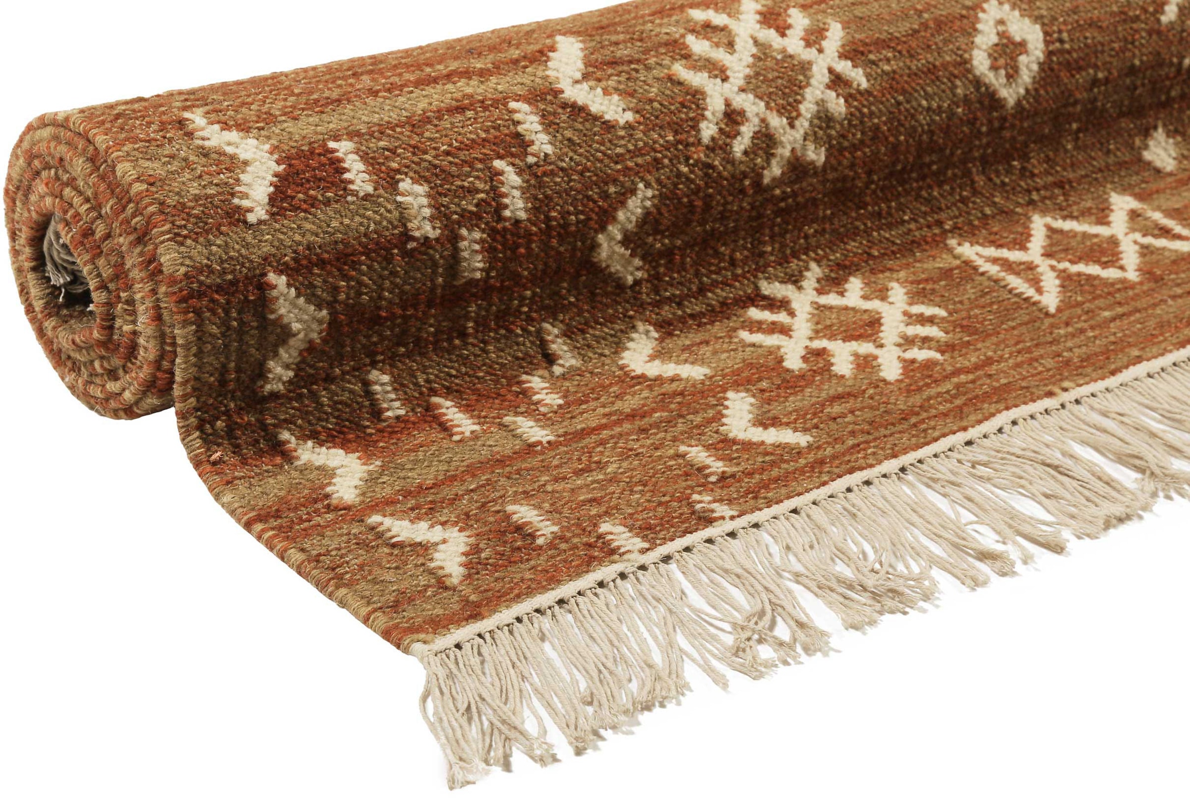 Green Looop Teppich »Monaco GL-82103«, rechteckig, 5 mm Höhe, handgewebter Naturfaserteppich aus 80% Wolle 20 % Baumwolle, Fransen