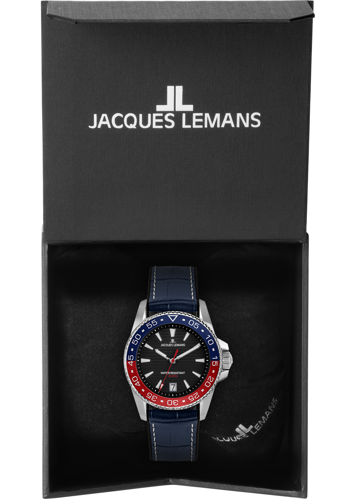 Jacques Lemans Quarzuhr »Liverpool Diver«, Armbanduhr, Herrenuhr, Lederarmband, analog, Tag