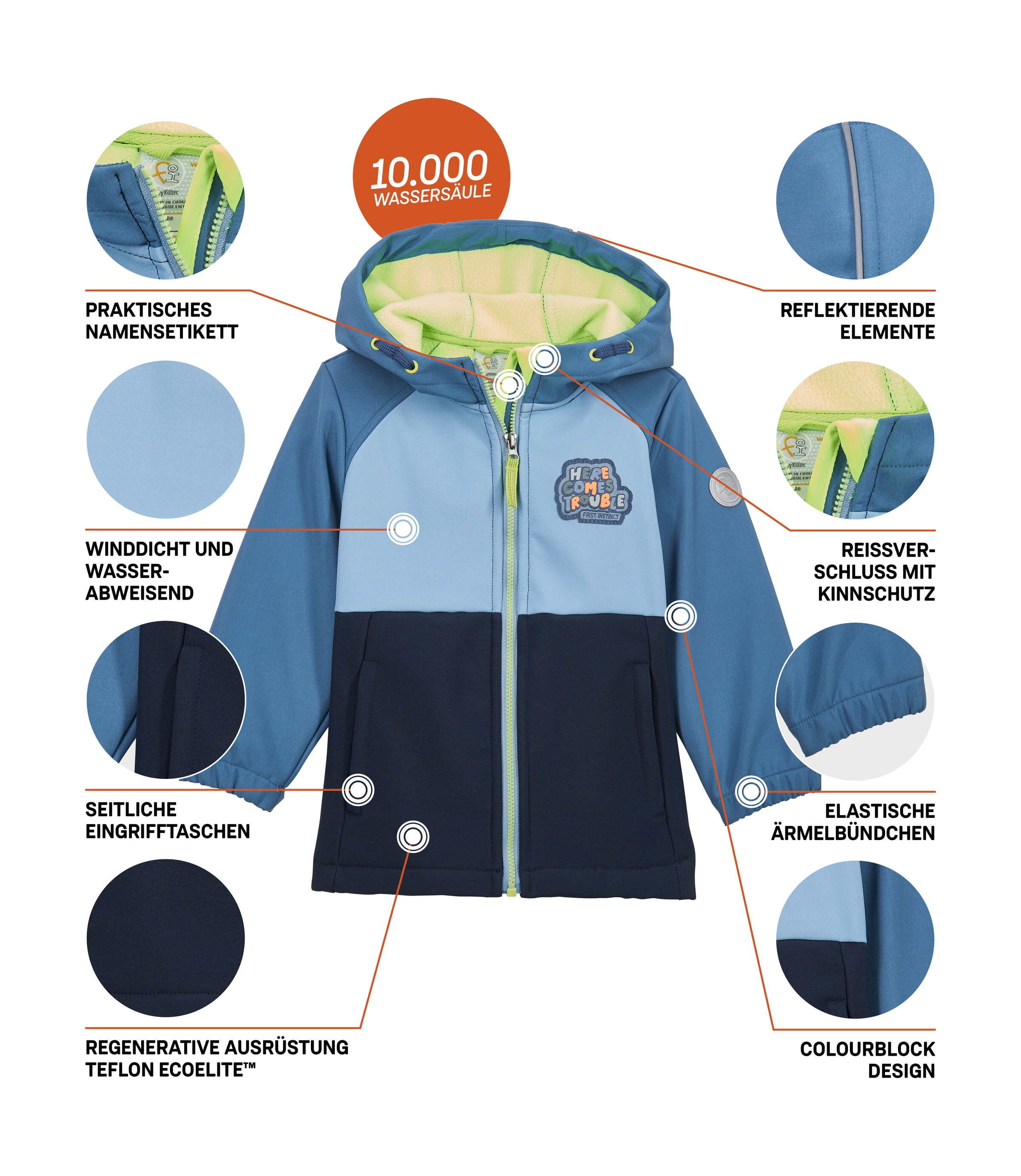 first instinct by killtec Softshelljacke »FIOS 4 MNS SFTSHLL JCKT« Wasserabweisende Softshelljacke mit Colourblock-Design