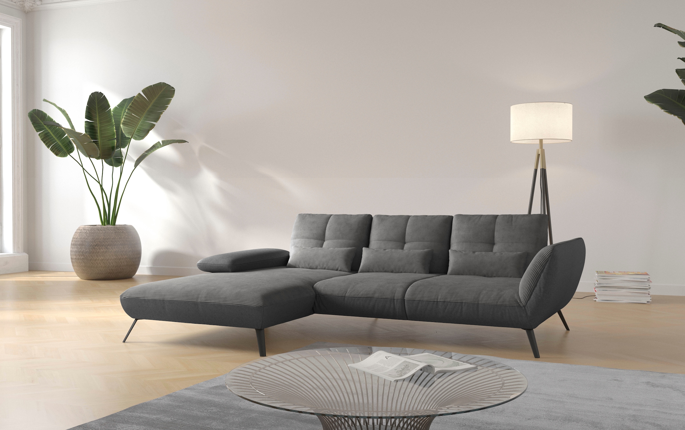 PLACES OF STYLE Ecksofa »Mikado L-Form« inkl. Sitztiefenverstellung und Arm günstig online kaufen