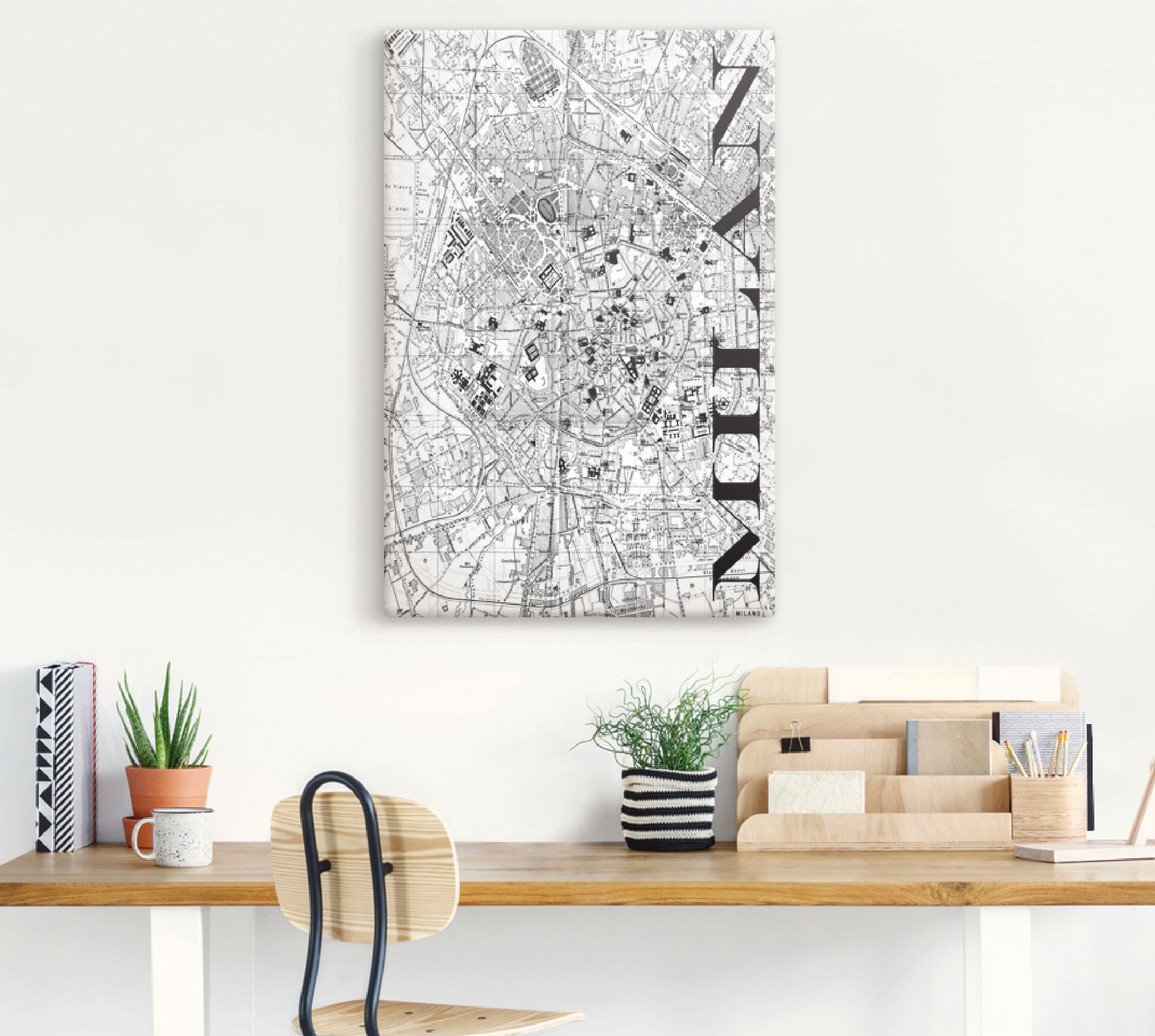 Artland Wandbild »Mailand Karte Straßen Karte«, Italien, (1 St.), als Alubild, Leinwandbild, Wandaufkleber oder Poster in versch. Größen