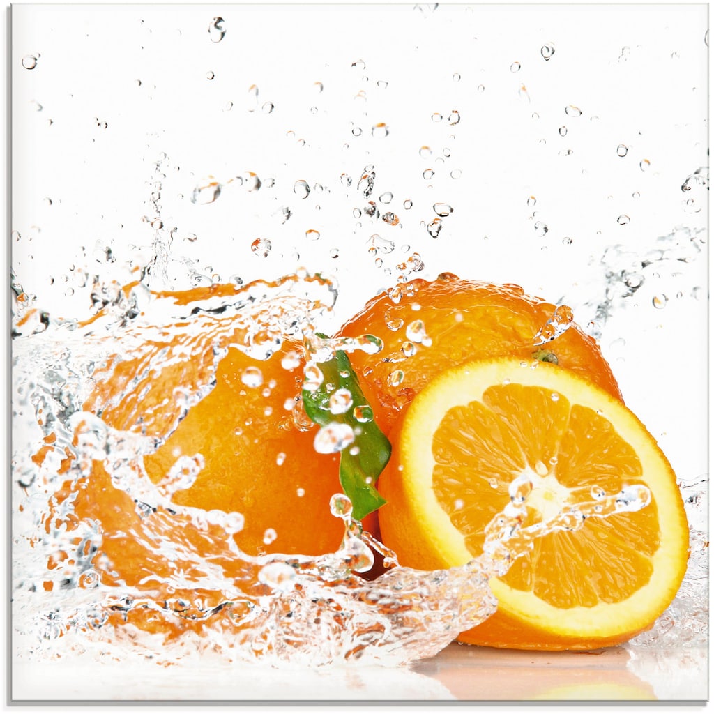 Artland Glasbild »Orange mit Spritzwasser«, Süßspeisen, (1 St.)