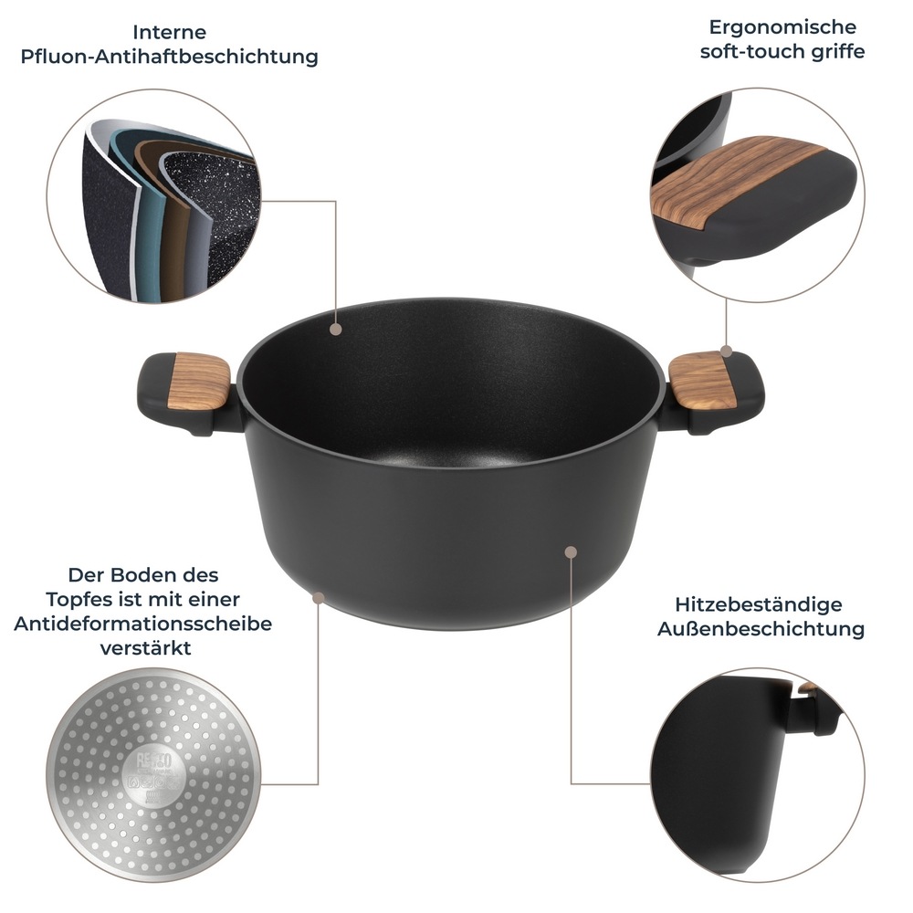 RESTO Kitchenware Kochtopf »Mon, Bratentopf antihaftbeschichtet und spülmaschinenfest« 2 Stk. tlg. Aluminium
