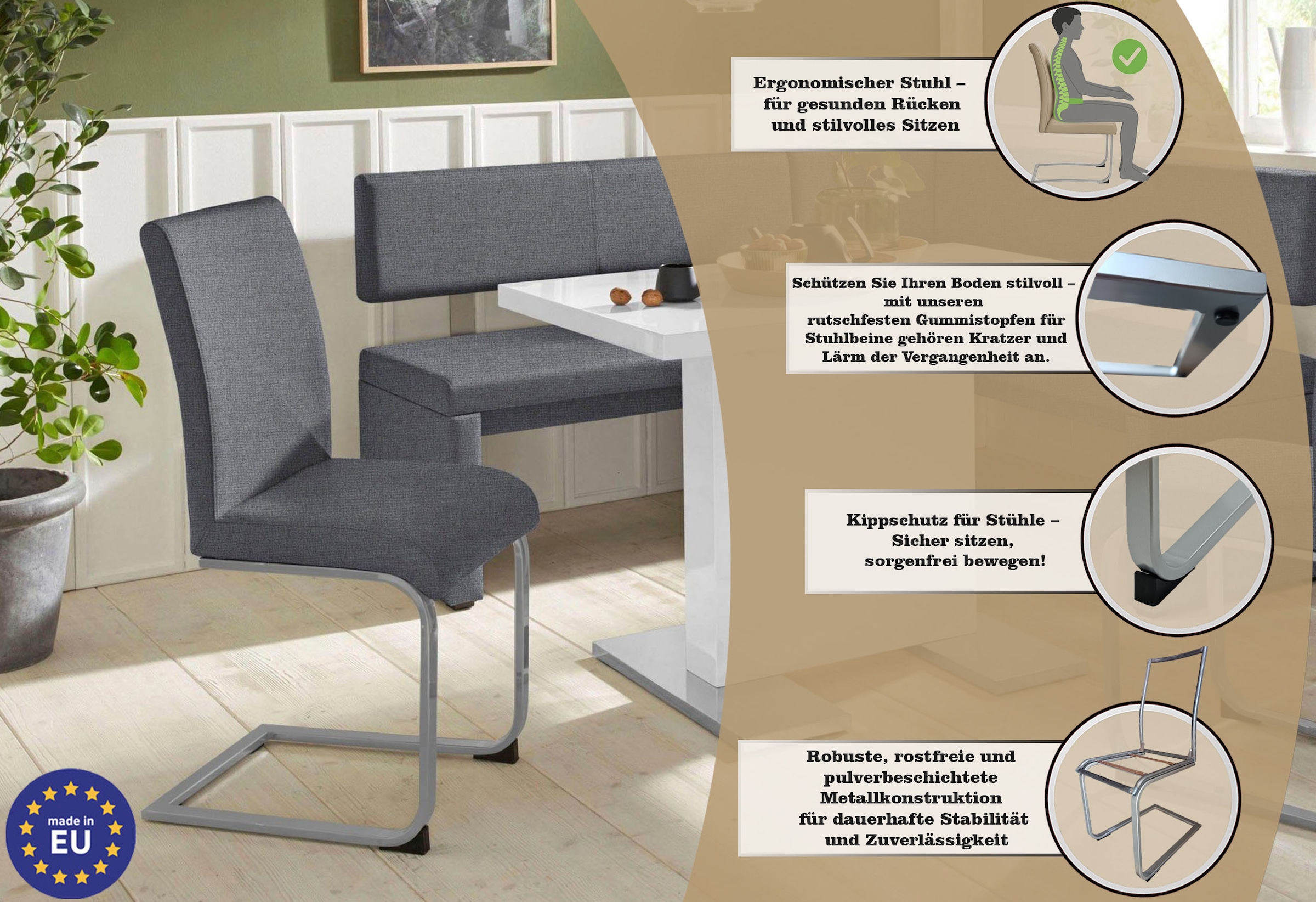 Home affaire Freischwinger »Charissa« (Set) 2 Stk.Bezug in verschiedenen Qualitäten, maximale Belastbarkeit 120 kg