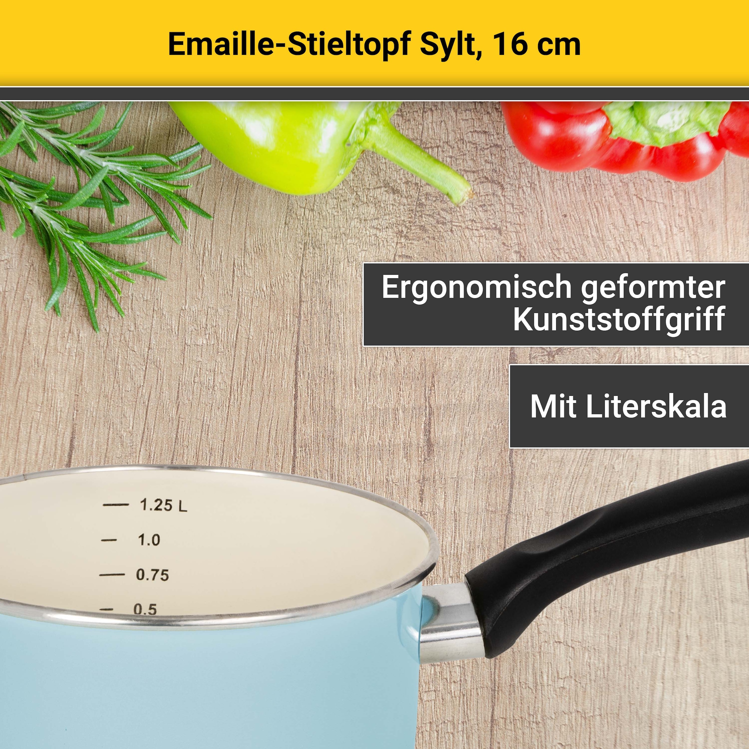 Krüger Kasserolle »Sylt«, Emaille, (1 tlg.), Ø 16 cm, Induktion