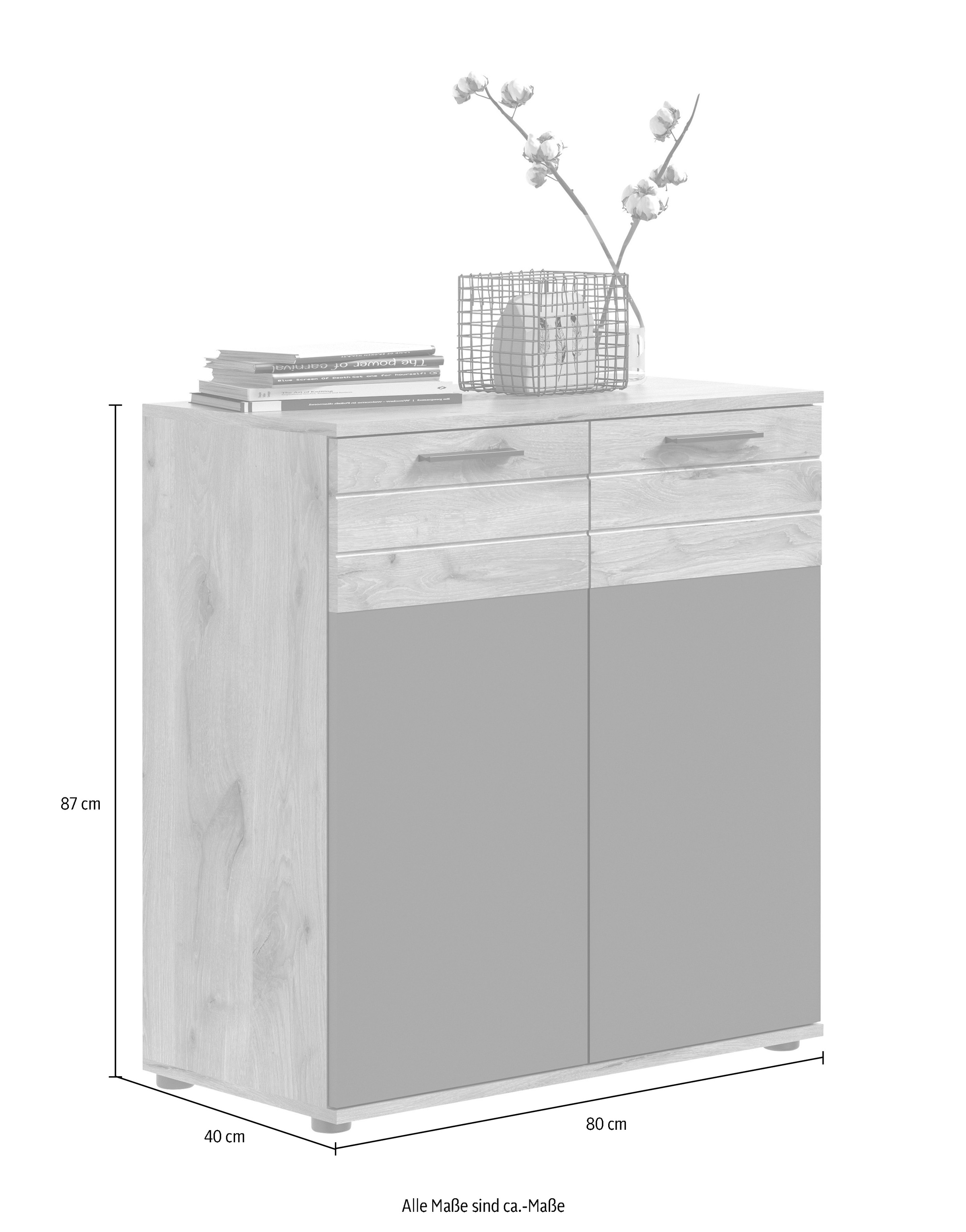INOSIGN Sideboard »Riga, Breite 90 cm, 2 Türen mit Softclose, 4 Einlegeböden, 6 Fächer«, hochwertige Rillenfräsung, Schuhkommode, Kommode, Anrichte, Schrank