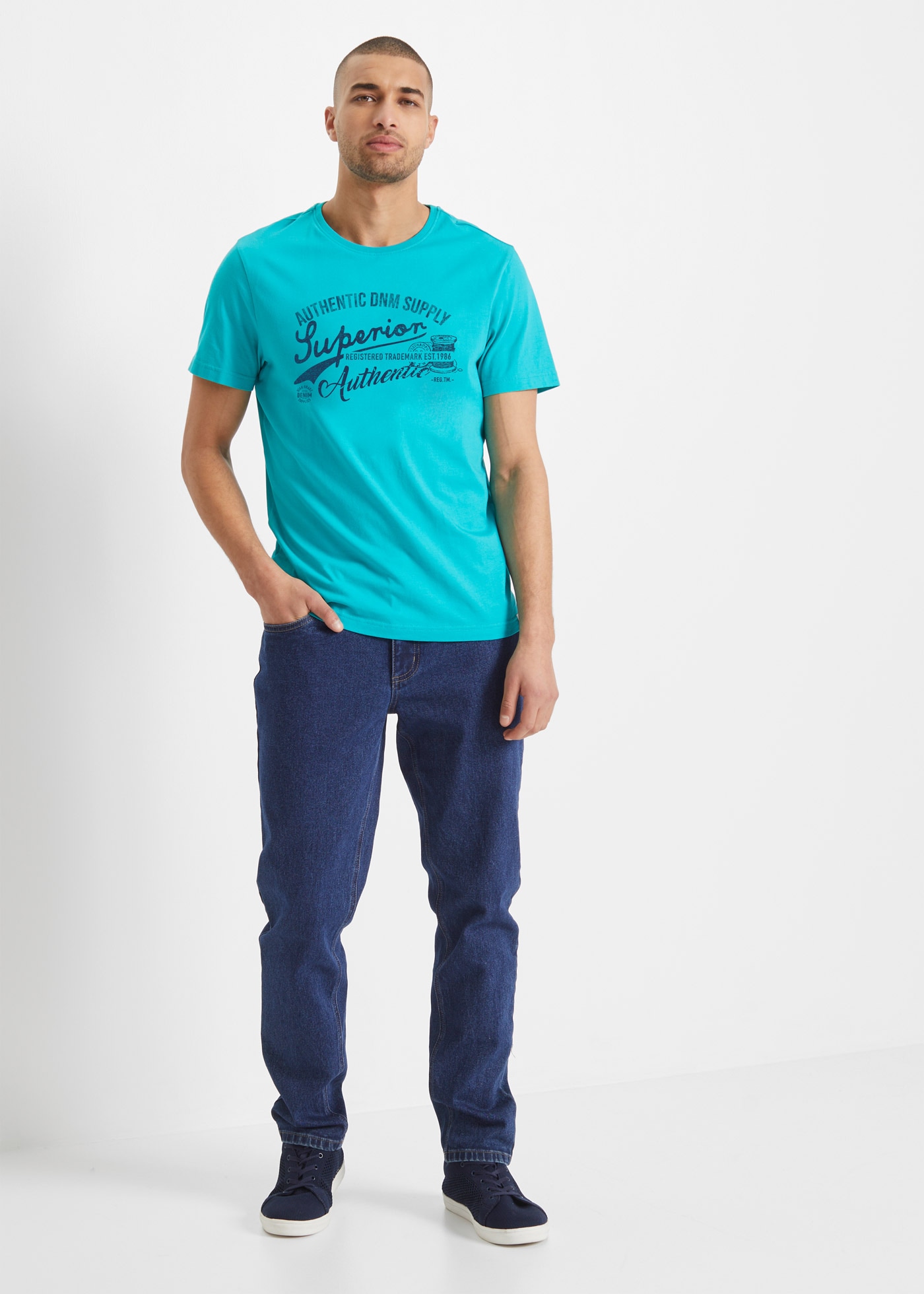 bonprix T-Shirt Packung, 2 regular fit, Kurzarm, coole Frontprints