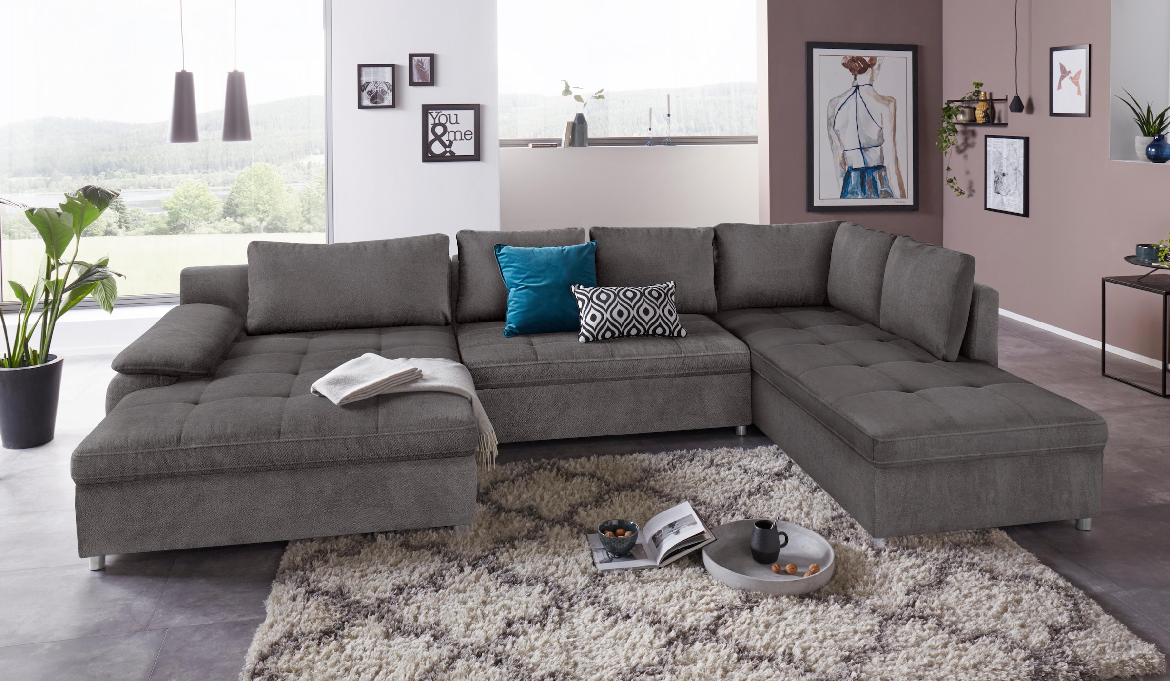 sit&more Wohnlandschaft »Labene U-Form«, wahlweise mit Bettfunktion und Bettkasten