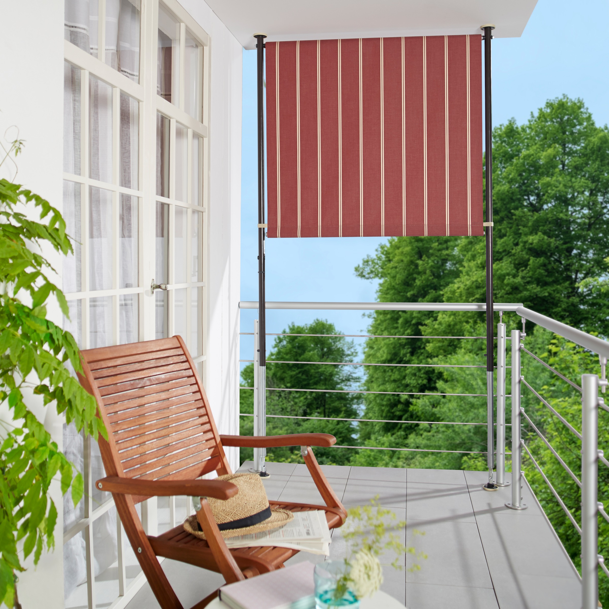 Angerer Freizeitmöbel Klemm-Senkrechtmarkise, weinrot/weiß, BxH: 120x225 cm