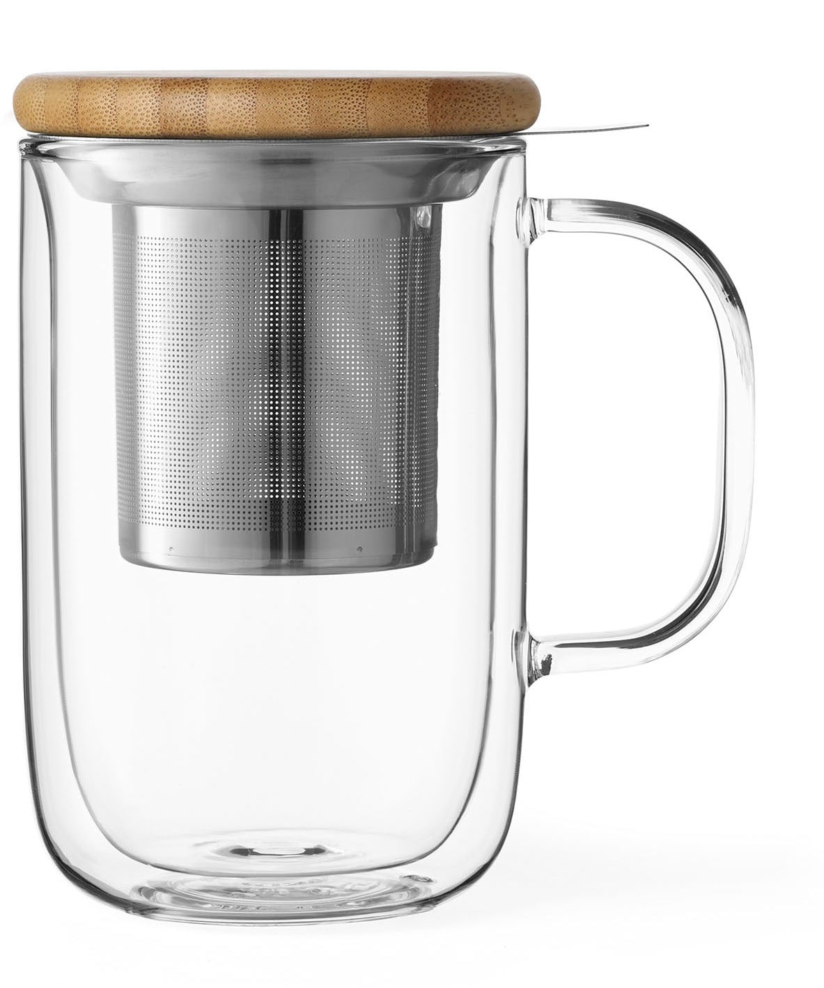 VIVA SCANDINAVIA Tasse »Minima™«, doppeltwandig, Borosilikatglas, mit Holzdeckel und Teesieb, 500 ml