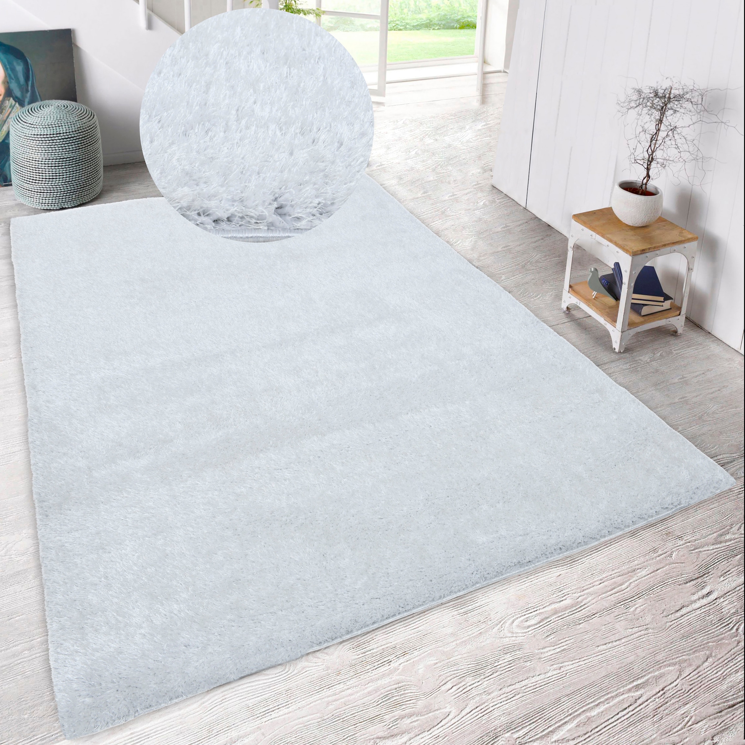 my home Hochflor-Teppich »Malin«, rechteckig, 43 mm Höhe, Shaggy in Uni-Far günstig online kaufen