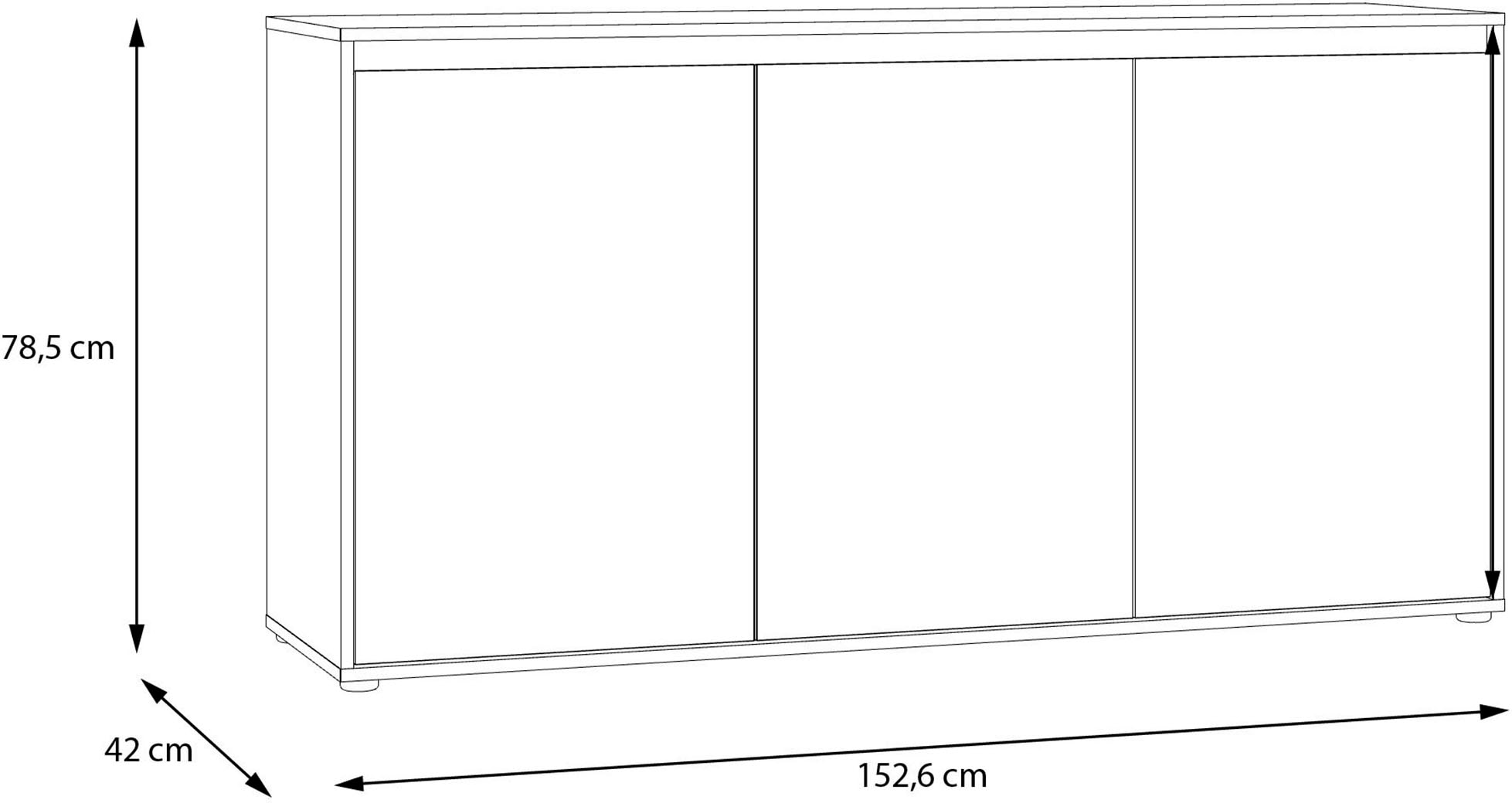 FORTE Sideboard »Kommode groß Breite ca 152 cm«, (B/H/T 152,3/78,5/42 cm), grifflose Front, viel Stauraum