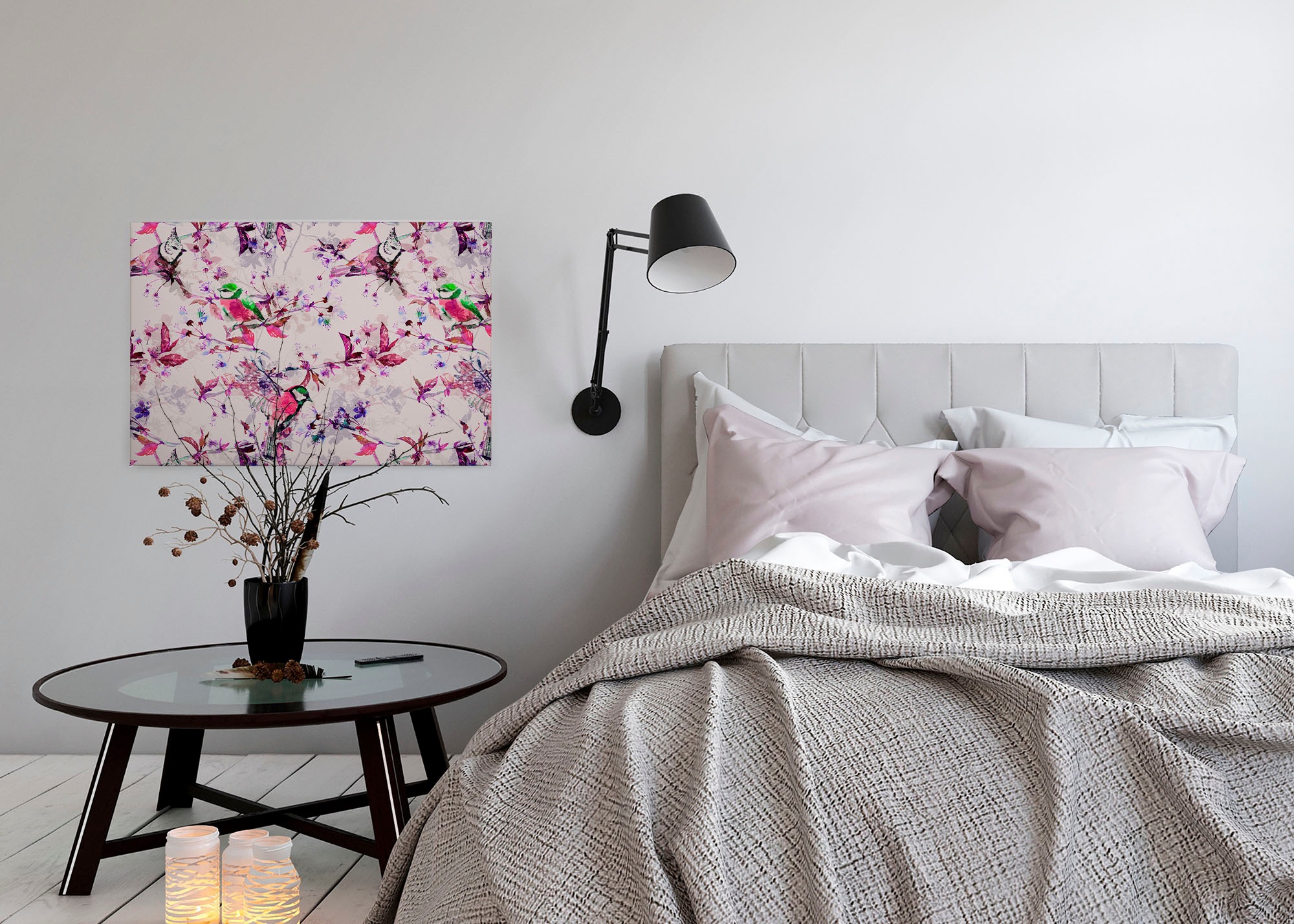 A.S. Création Leinwandbild »songbirds«, Kunst-Vögel-Kinder, (1 St.), Keilrahmen Bild Floral Leinwand-Bild Wohnzimmer modern Wandbild Kinder