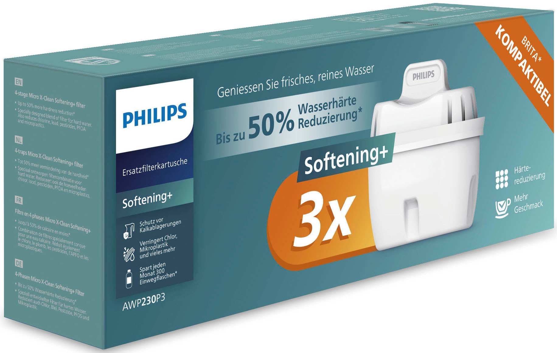 Philips Kalk- und Wasserfilter »Micro X-Clean Softening«, (3 tlg.), 3er Set