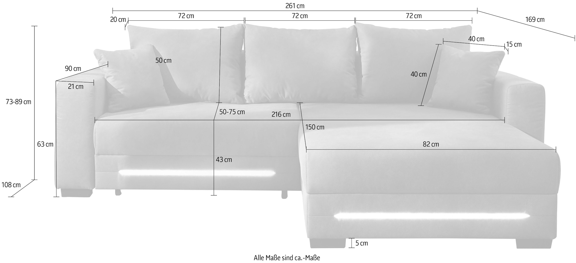 Jockenhöfer Gruppe Ecksofa »Spotlight, mit dimmbarer LED-Beleuchtung«