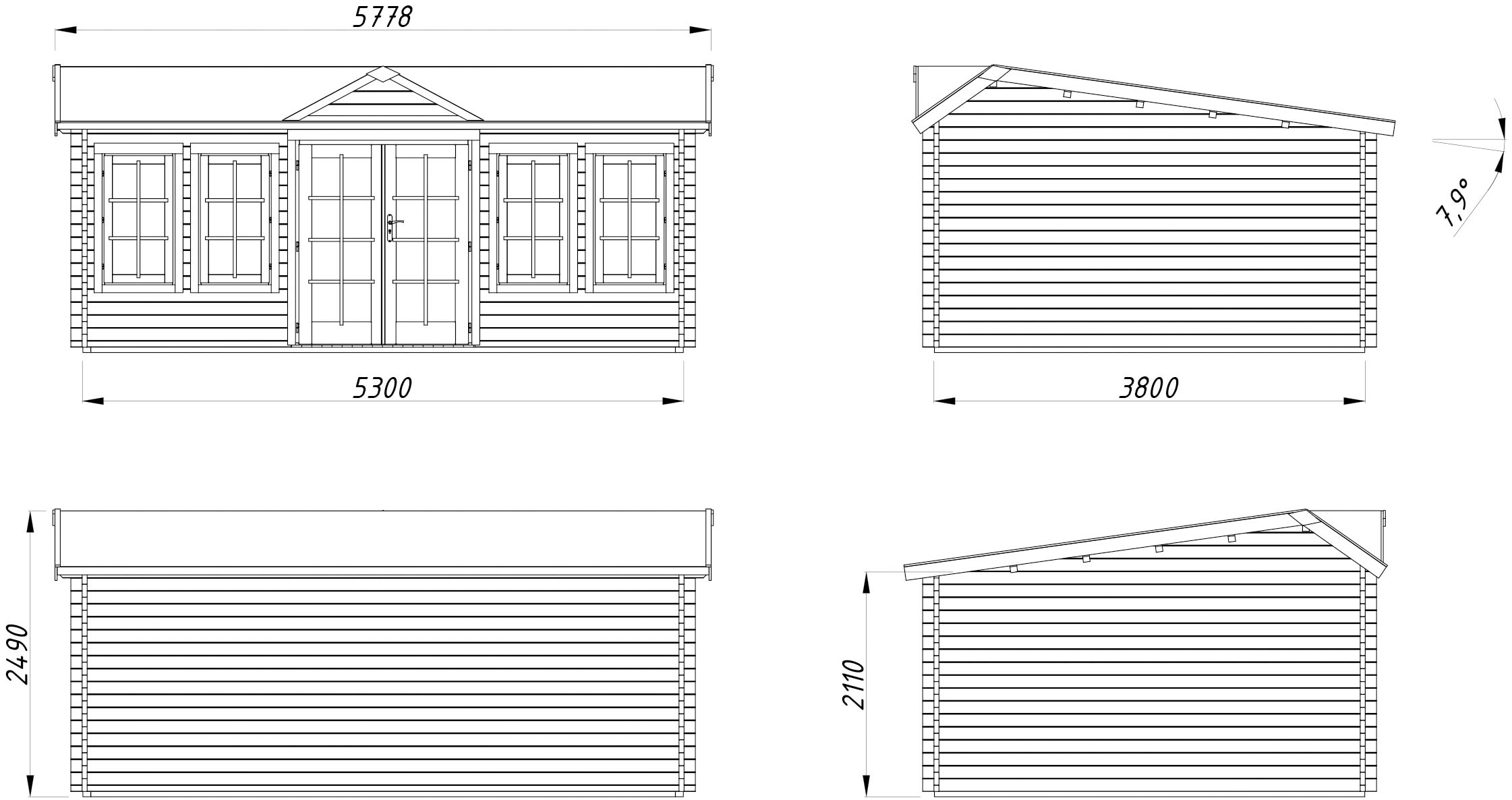 Palmako Gartenhaus »Claudia Pent« verschiedene Farben