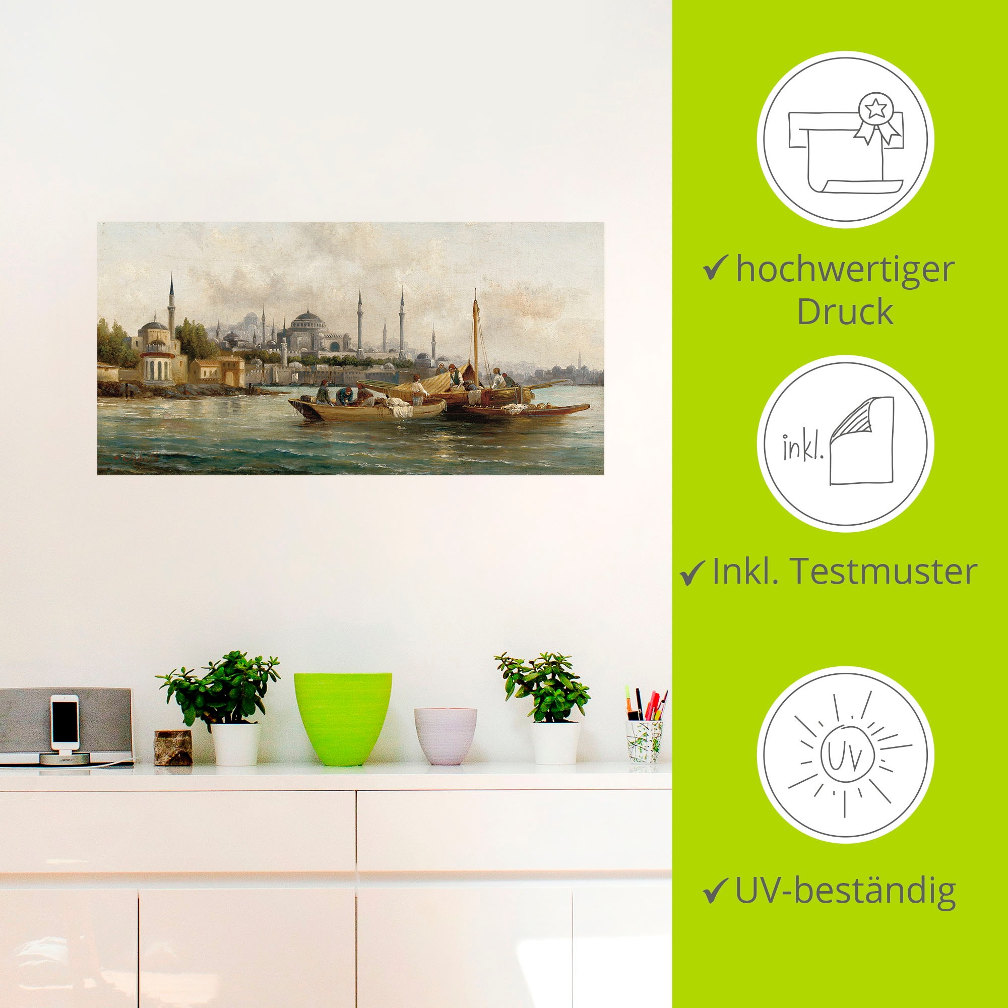 Artland Wandbild »Handelsschiffe vor Hagia Sophia«, Boote & Schiffe, (1 St.), als Leinwandbild, Poster, Wandaufkleber in verschied. Größen