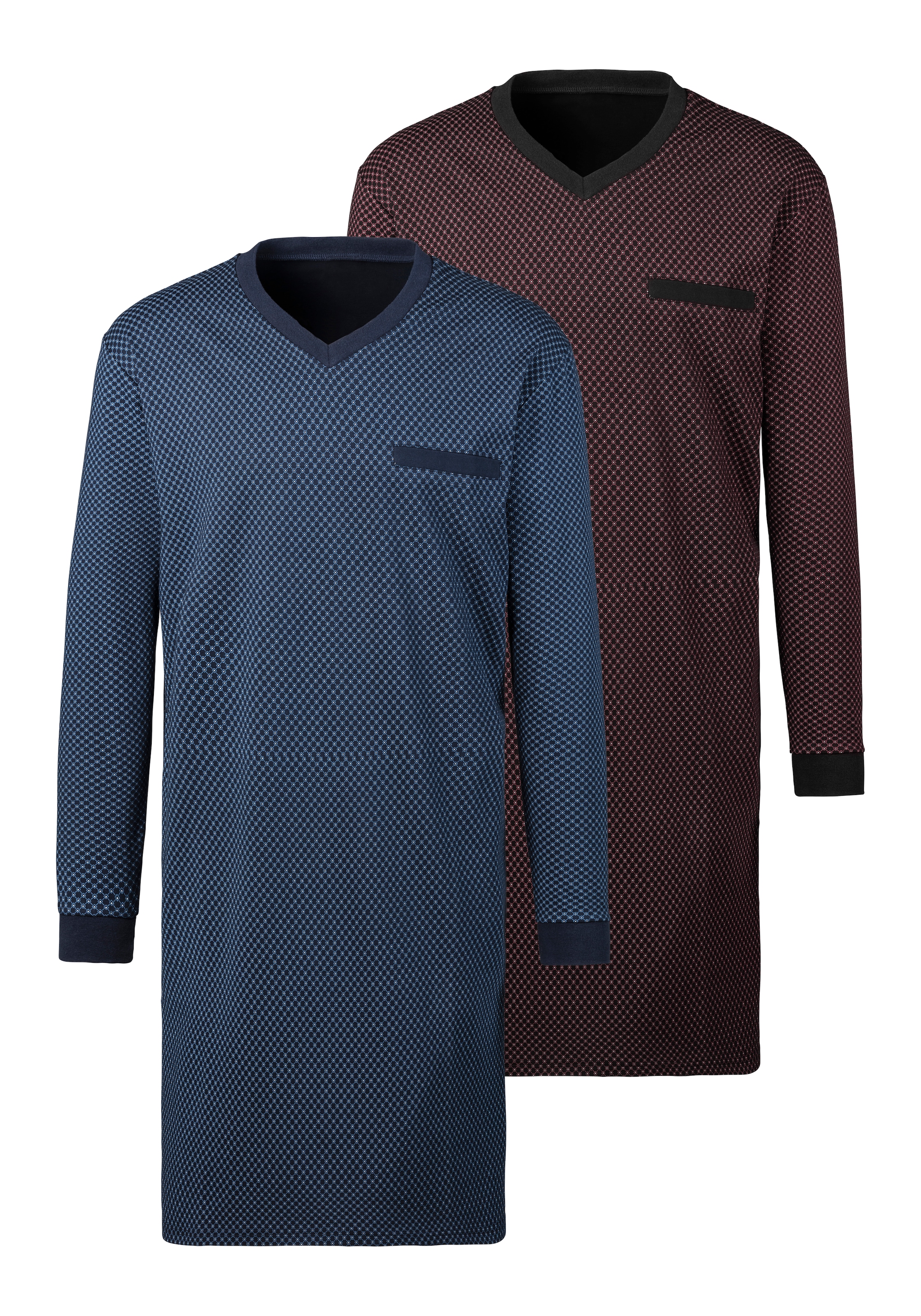 LE JOGGER Nachthemd 2 Stk. tlg. in bequemer Weite blau-marine 56/58 (XL) - N-Gr N-Gr 56/58 (XL) Herren Nachthemd im Doppelpack