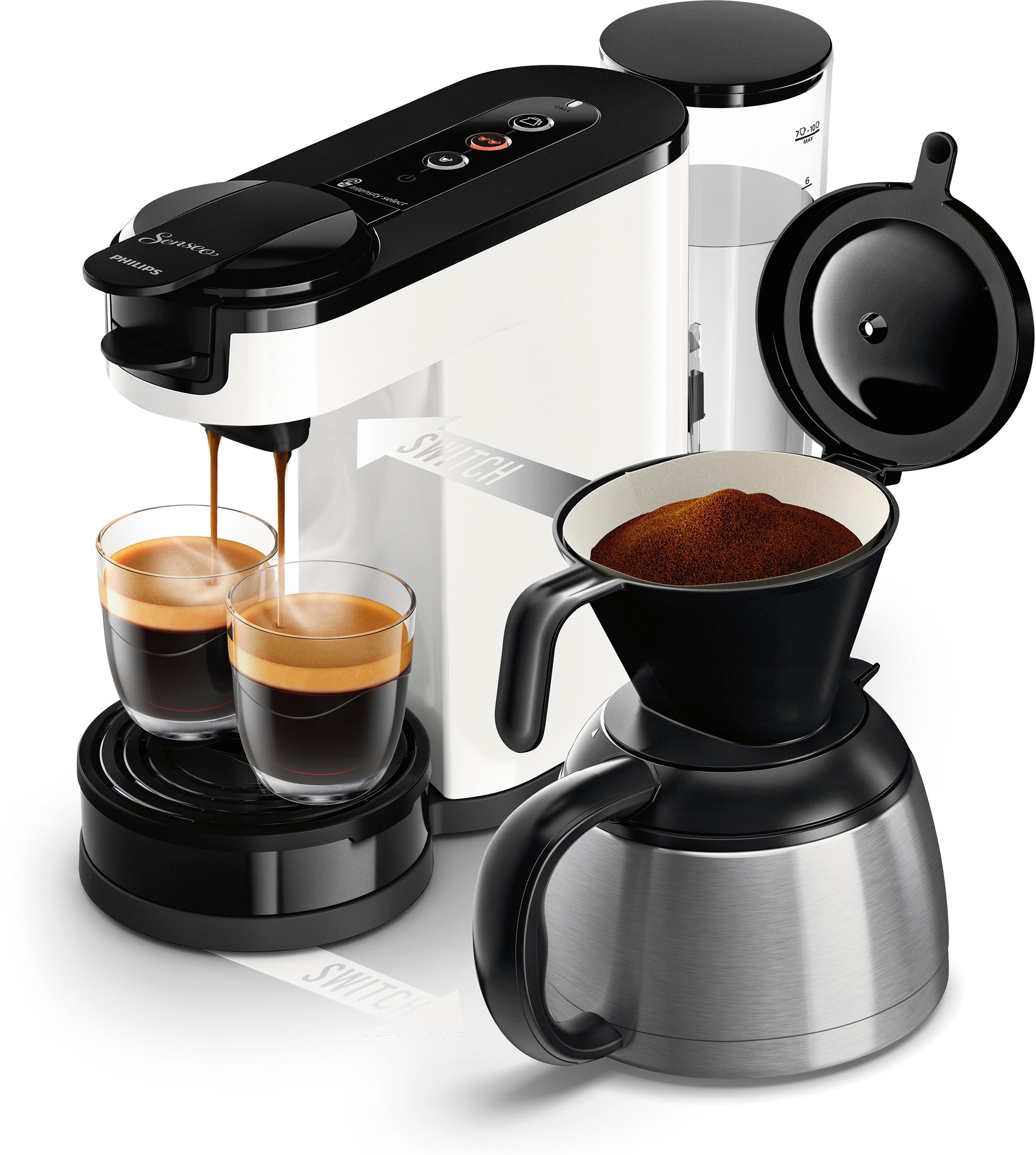 Philips Senseo Kaffeepadmaschine »Switch HD6592/04«, 1 l Kaffeekanne, inkl. Kaffeepaddose im Wert von 9,90 € UVP