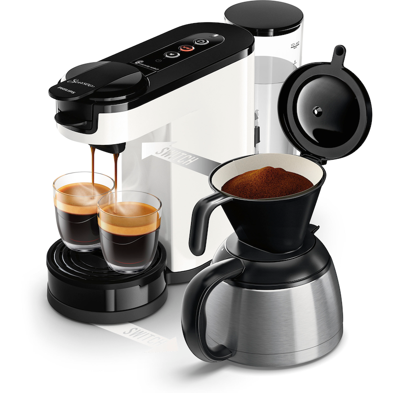 PHILIPS SENSEO Kaffeepadmaschine »Switch HD6592/64, 2-in-1 Pad und Filterkaffee« 1 l Kaffeekanne aus 26% rec. Plastik Star White