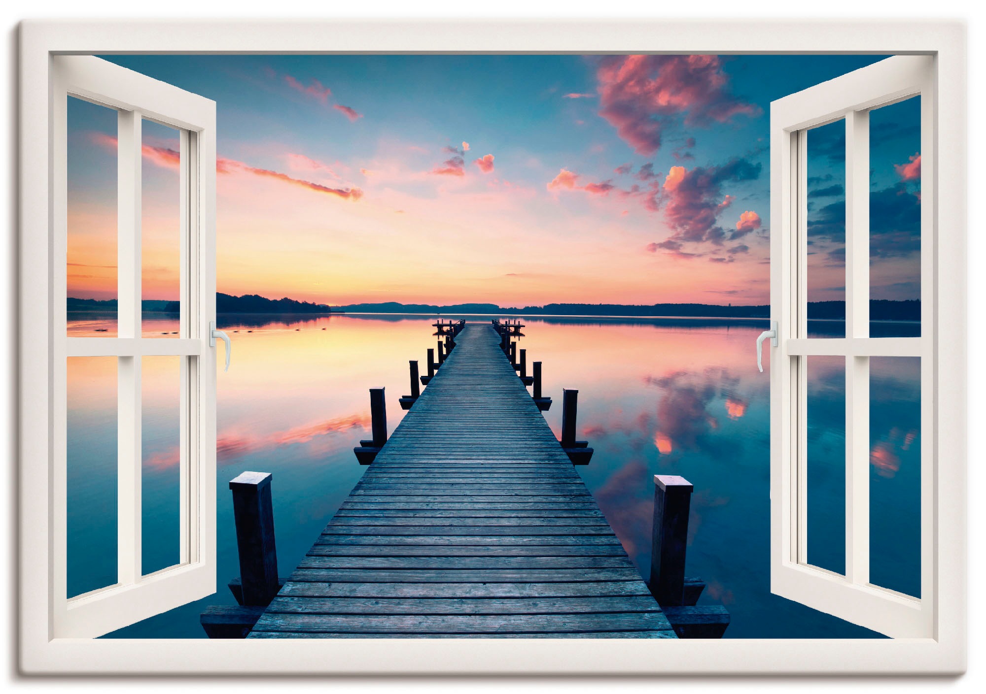 Artland Wandbild »Pier im Sonnenaufgang«, Fensterblick, (1 St.), als Leinwa günstig online kaufen