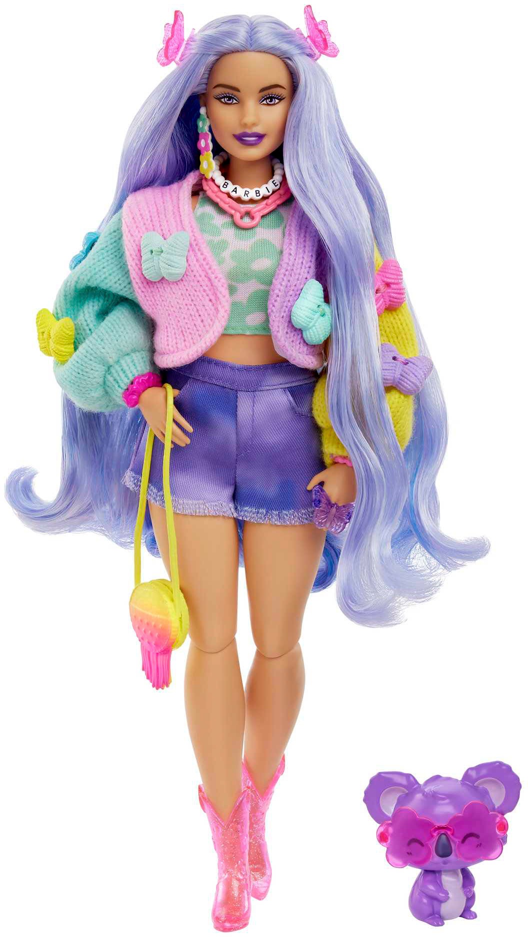 Barbie Anziehpuppe »Extra, lavendelfarbenes Haar/Schmetterlings Haarspange«