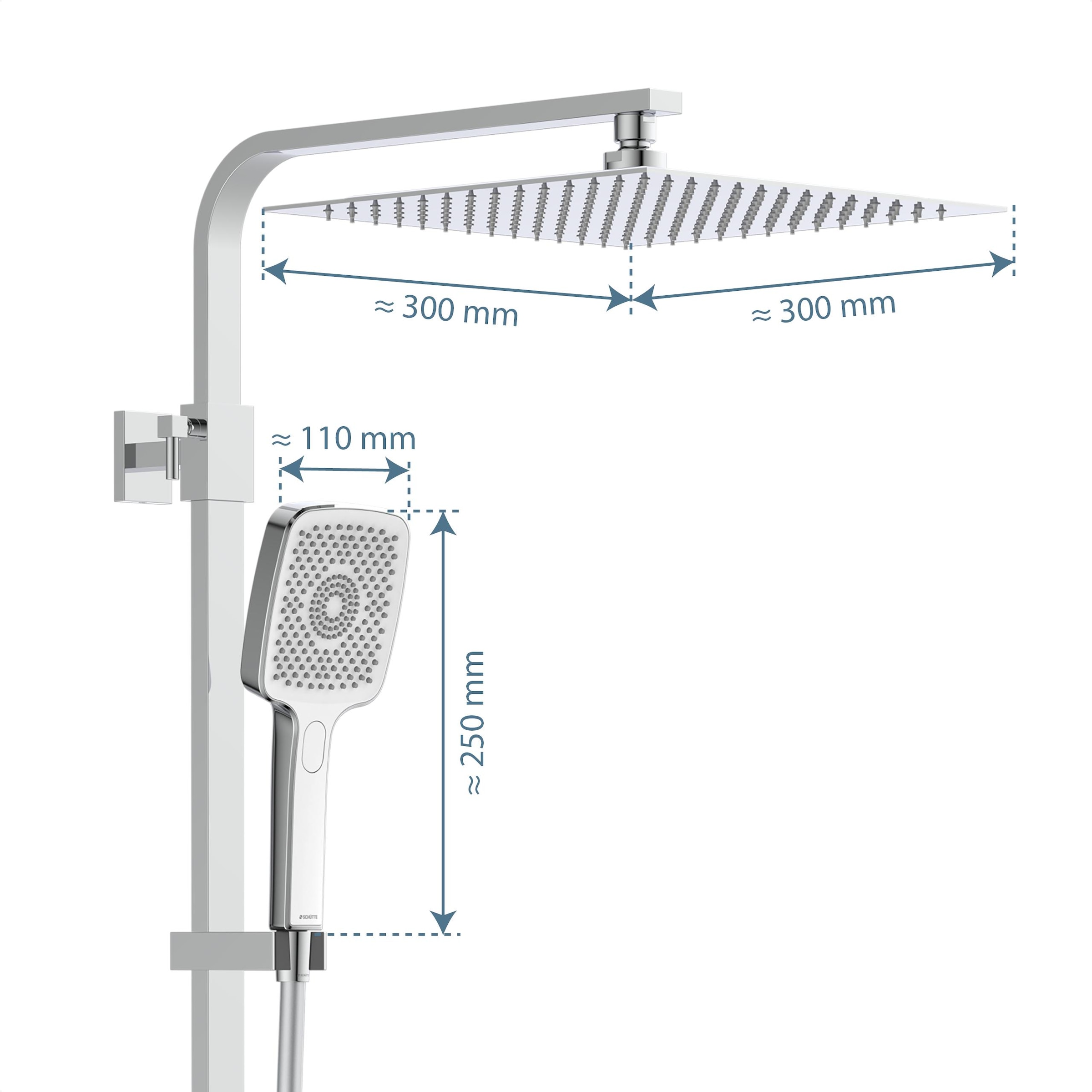 Schütte Brausegarnitur »OCEAN« Sicherheitssperre, höhenverstellb., inkl. Glasablage, Antikalk