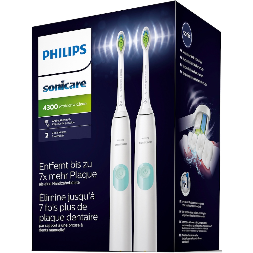 Philips Sonicare Elektrische Zahnbürste »HX6807/35«, 2 St. Aufsteckbürsten, ProtectiveClean 4300, Doppelpack, 1 Putzprogramm