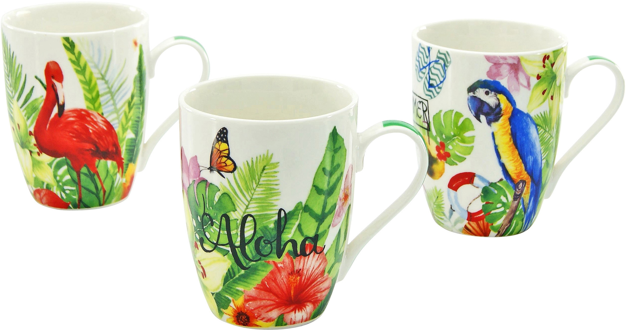 CreaTable Becher »Kaffeebecher Aloha«, (Set, 6 tlg.), Tropic-Design, Tassen  Set, 6-teilig auf Raten bestellen