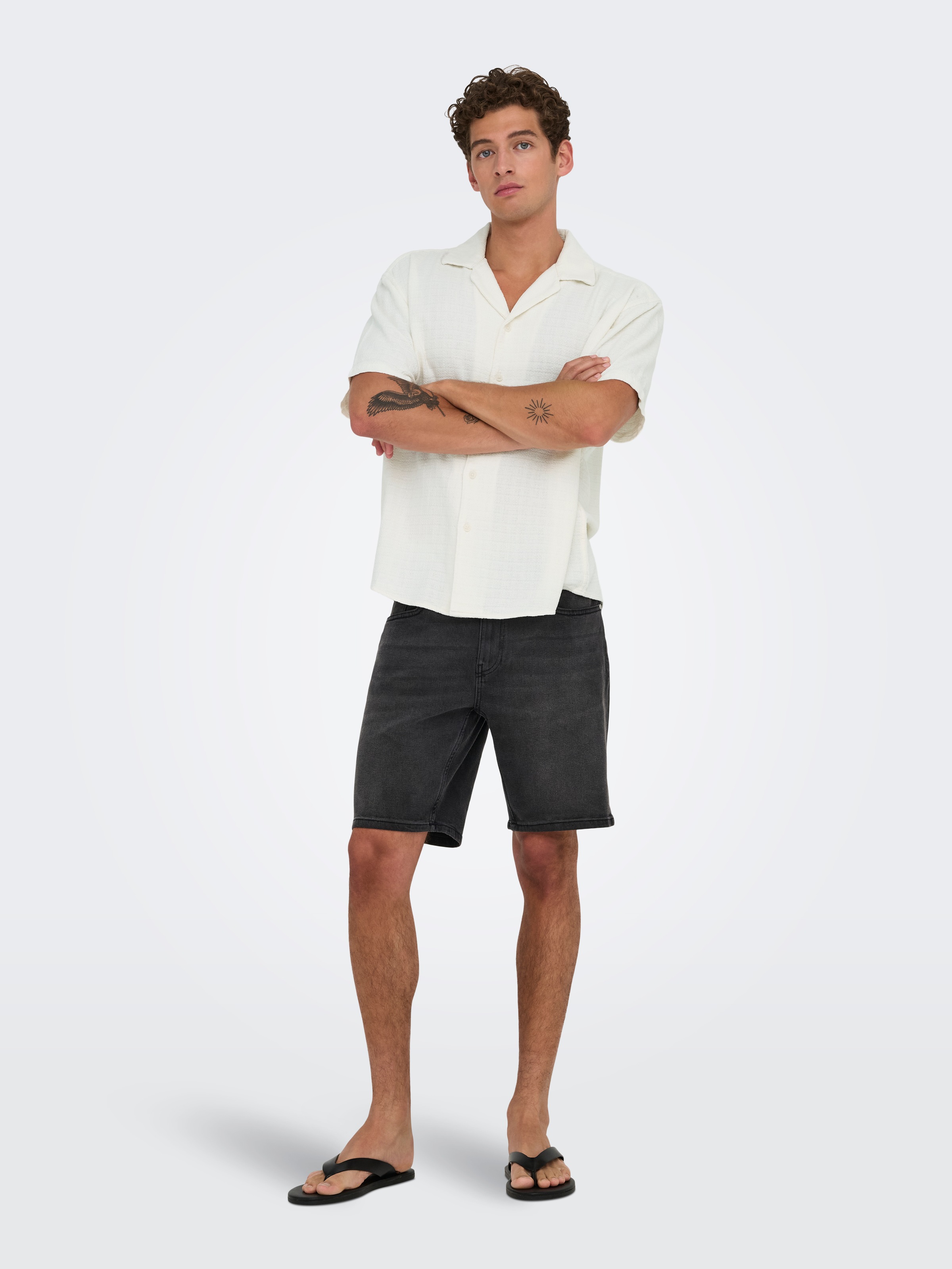 ONLY & SONS Kurzarmhemd »ONSLATHAM RLXSS RESORT LINEN STRUC 0257« Viskose mit Leinen, normal geschnitten