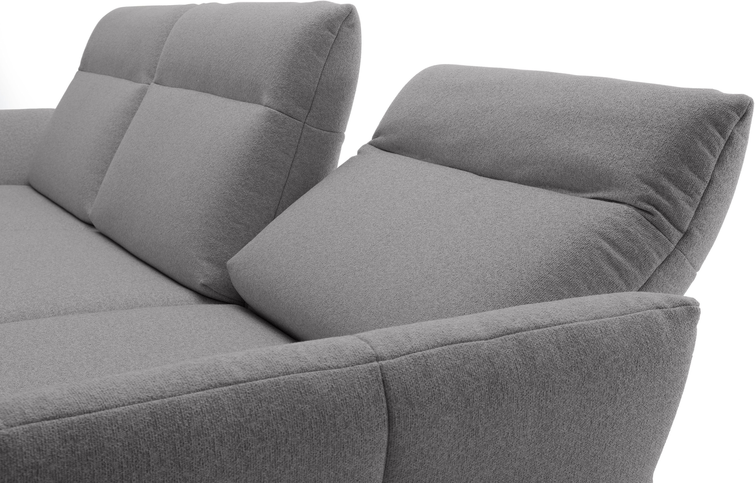 Creation BY ROLF BENZ Ecksofa »CR.460«, Sockel in Nussbaum, Winkelfüße in Umbragrau, Breite 298 cm