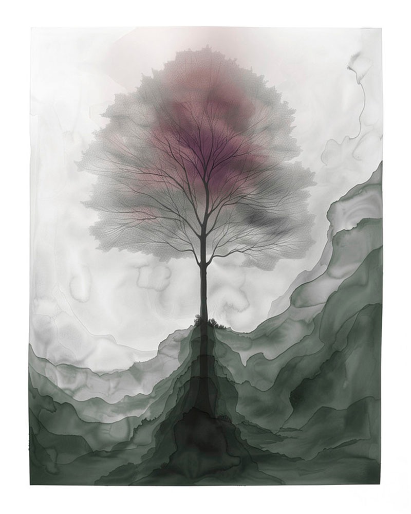 A.S. Création Leinwandbild »Aquarell Tree 2 - Wandbild Grau Grün Rot Keilra günstig online kaufen