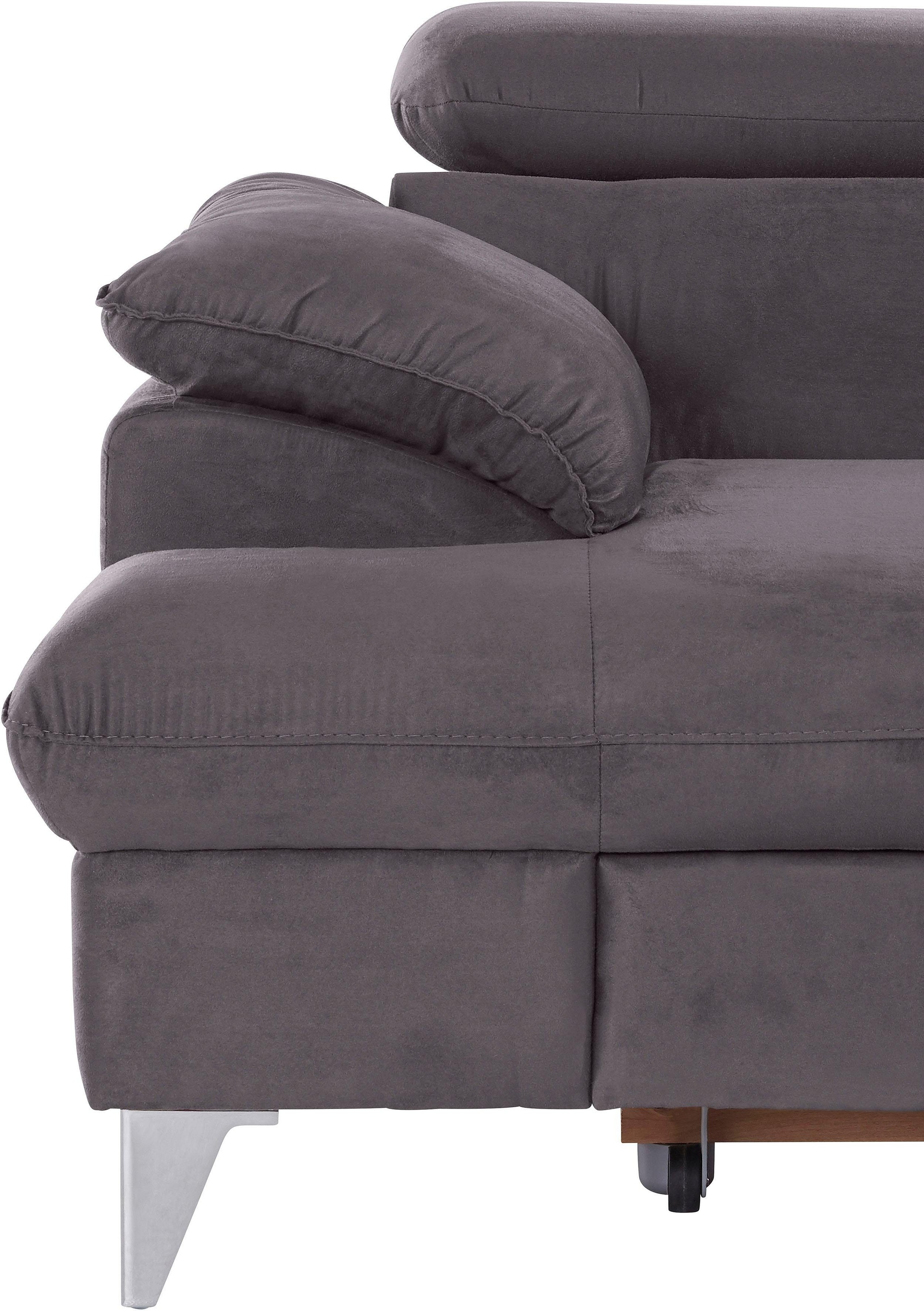 COTTA Polstergarnitur »Caluso L-Form«, Set bestehend aus: Ecksofa mit Kopfteilverstellung & Hocker