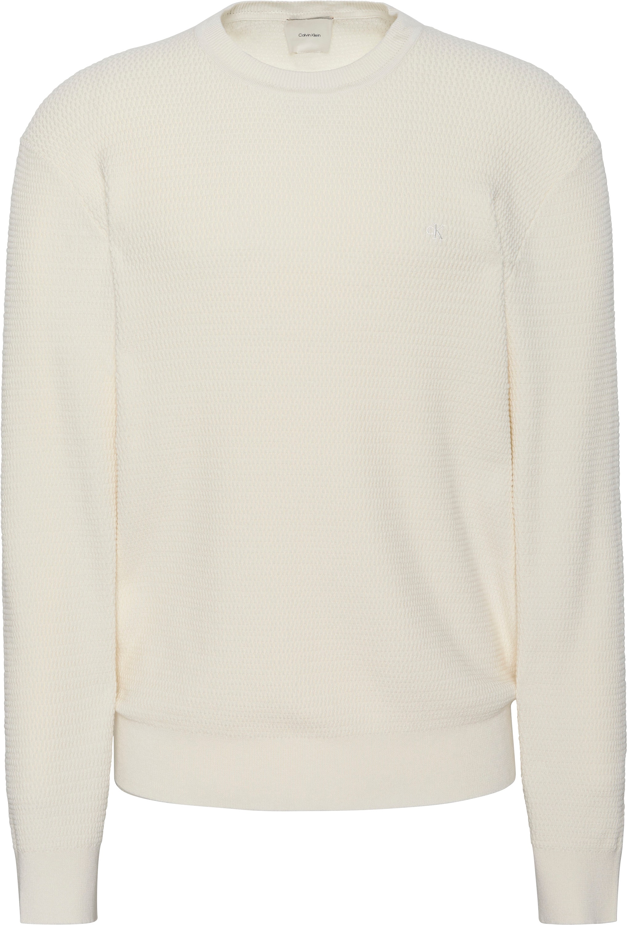 Calvin Klein Strickpullover »LS TXTR CTTN CRWNK S«, Mit Rundhalsausschnitt