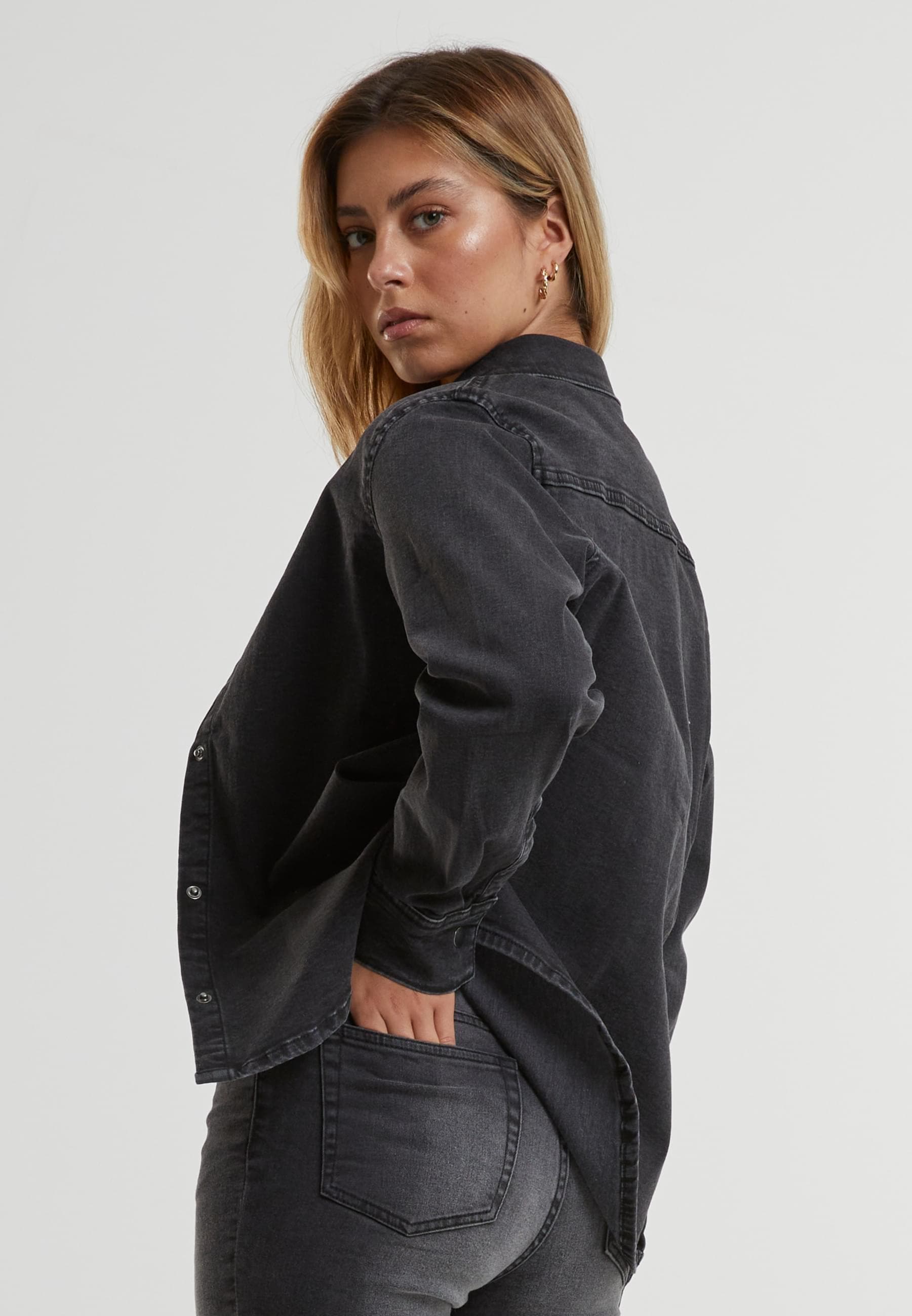 URBAN CLASSICS Langarmhemd »Urban Classics Ladies Denim Shirt«