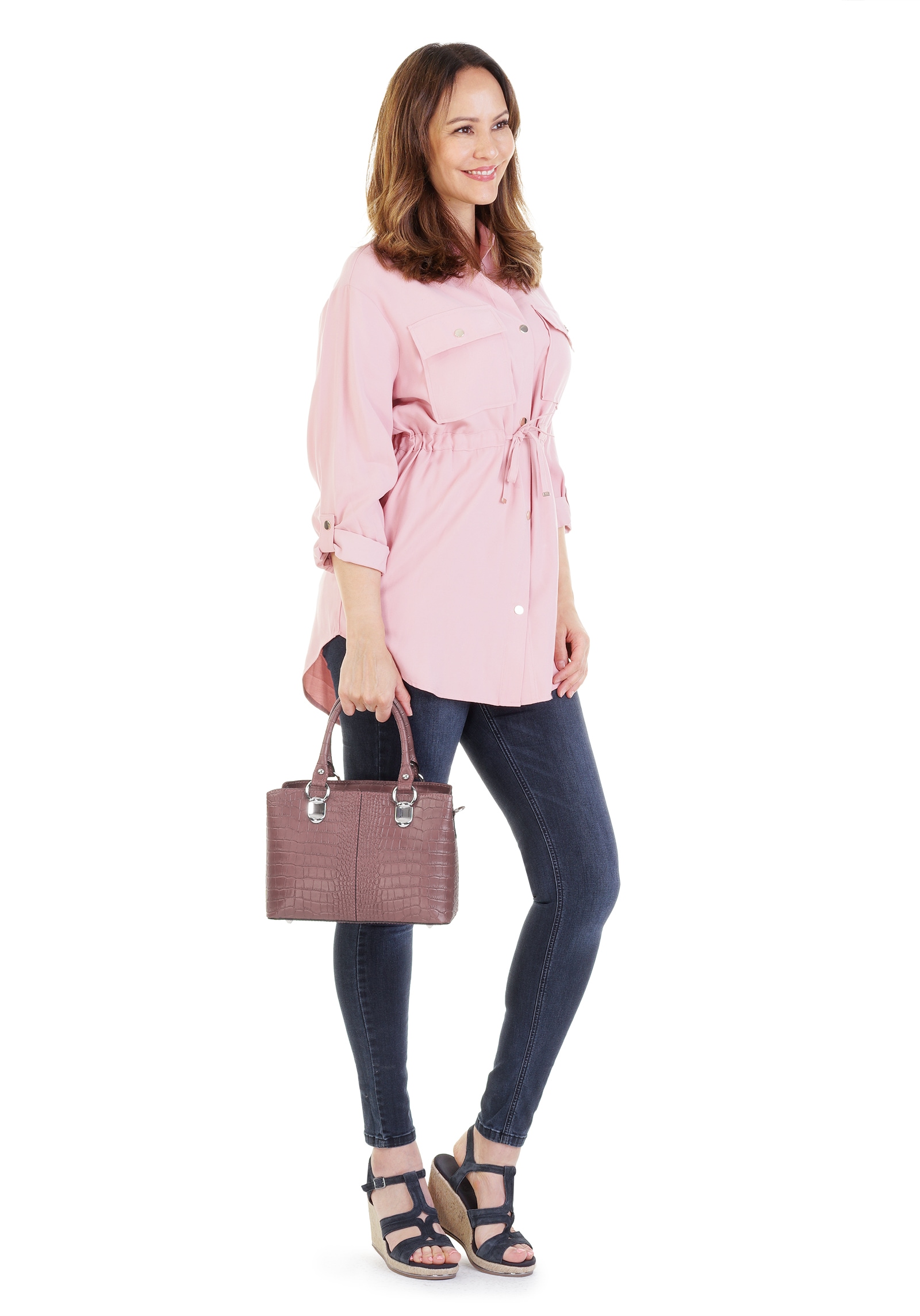 Cluty Umhängetasche, echt Leder, Made in Italy