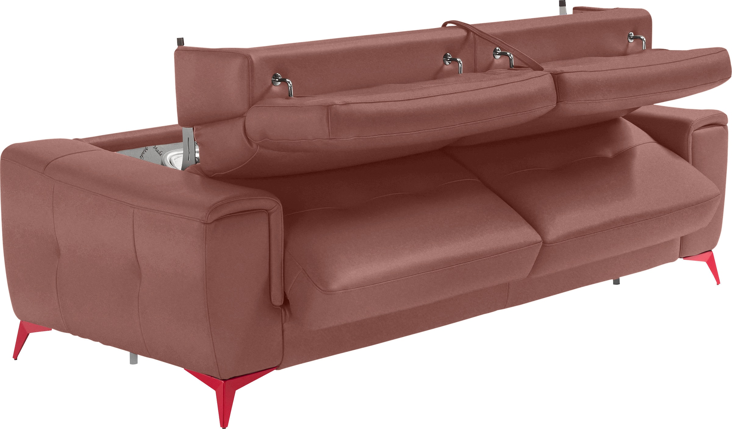 Egoitaliano Schlafsofa »Francine, Designsofa, Loungesofa mit Dauerschlaffunktion, Bettfunktion«, hochwertiger Metallbettrahmen & Matratze, Kopfteil manuell verstellbar