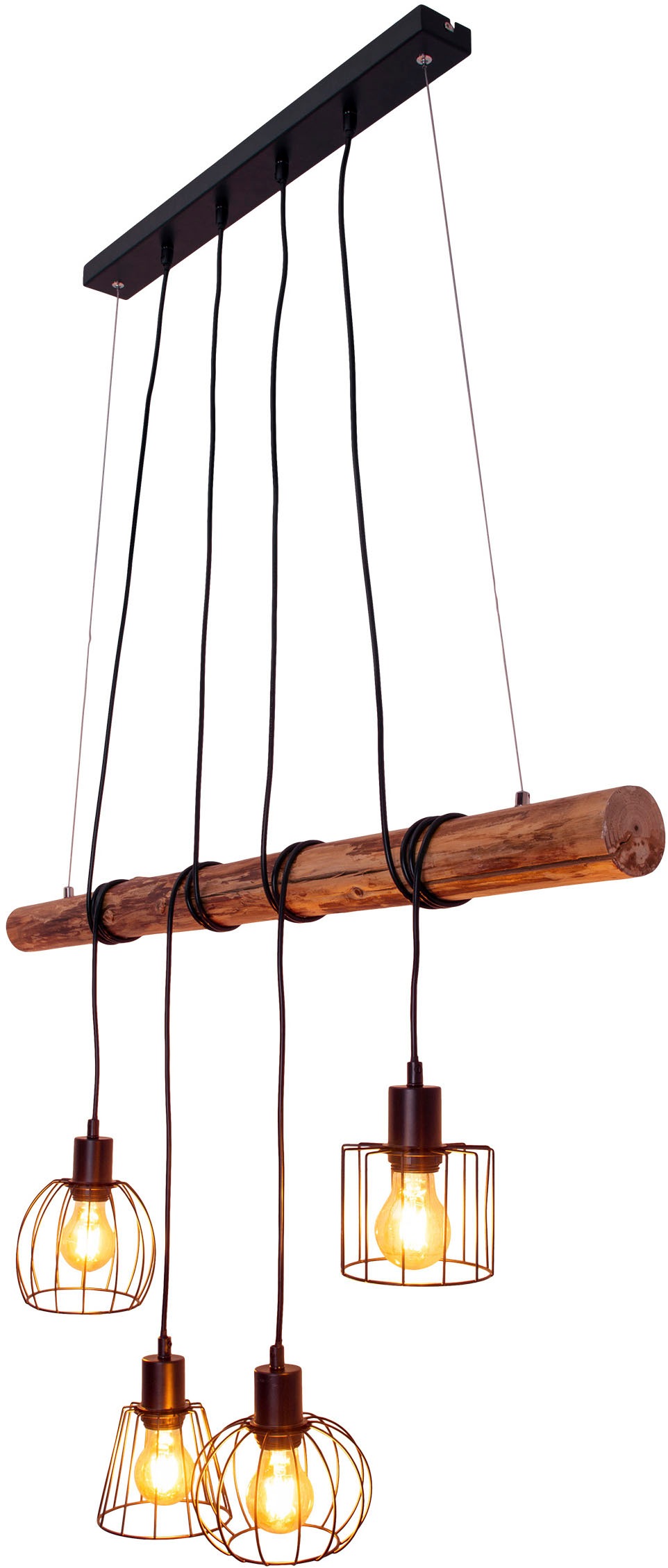 näve Pendelleuchte »4er Pendelleuchte "WOODLAND"« E27 1 Stk. retro optik