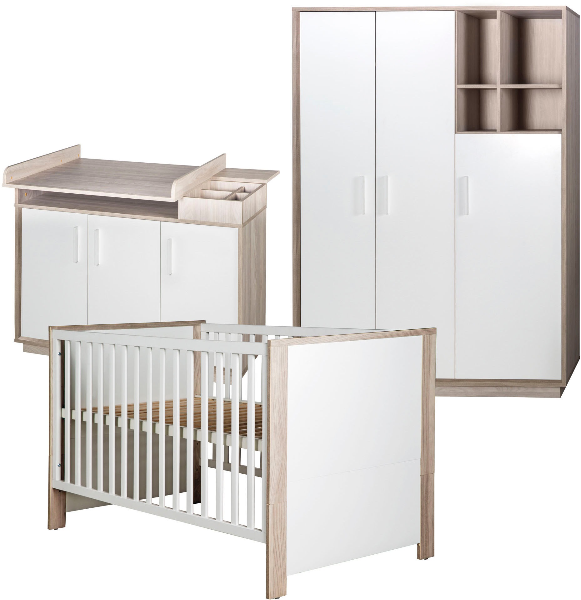 roba® Babyzimmer-Komplettset »Olaf«, (Set, 3 tlg., Kinderbett, Wickelkommod günstig online kaufen