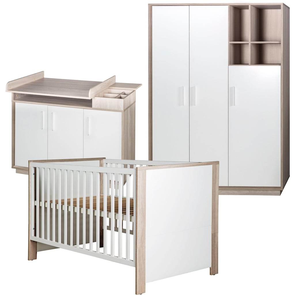 roba® Babyzimmer-Komplettset »Olaf«, (Set, 3 St., Kinderbett, Wickelkommode, Kleiderschrank), mit Kinderbett, Schrank und Wickelkommode