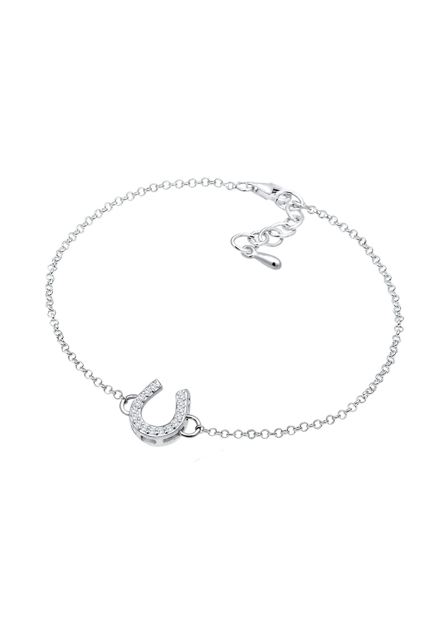 Elli Armband »Hufeisen Glücksbringer Zirkonia Steine 925 Silber«