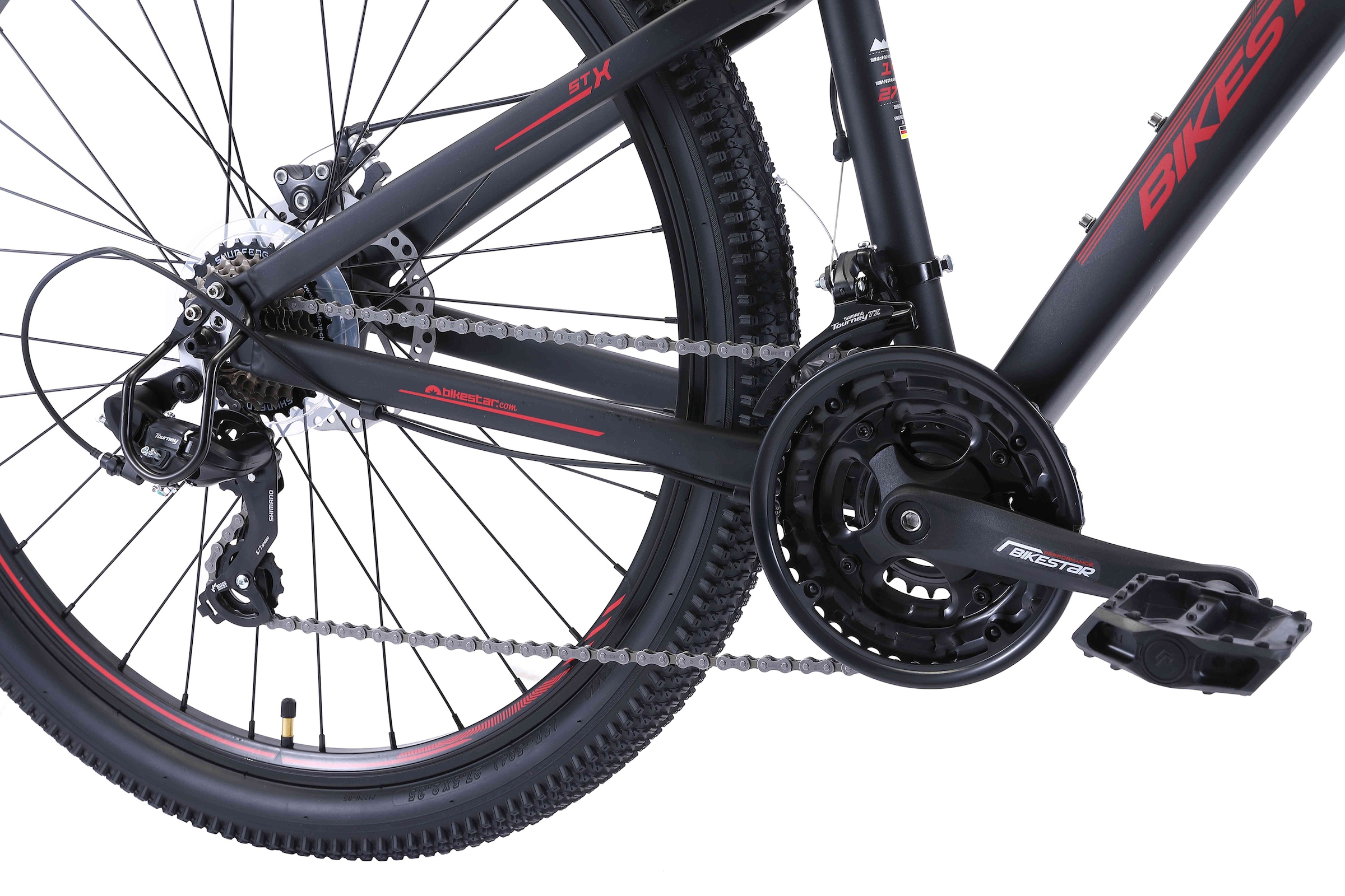 Bikestar Mountainbike, 21 Gang, Shimano, RD-TY300 Schaltwerk, Kettenschaltung, für Damen und Herren, Kettenschaltung