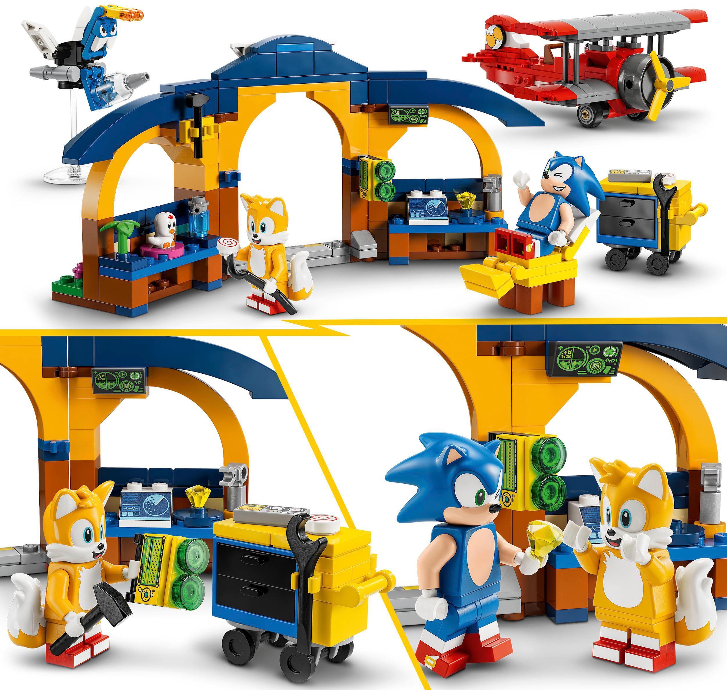 LEGO® Konstruktionsspielsteine »Tails‘ Tornadoflieger mit Werkstatt (76991), LEGO® Sonic«, (376 St.), Made in Europe
