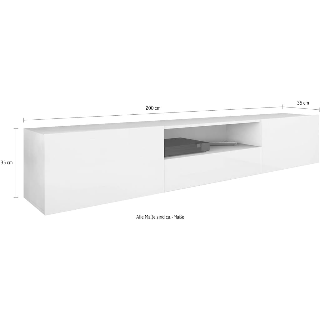 borchardt Möbel Lowboard »Sophia«, Breite 200 cm mit 2 Klappen und 1 Schubkasten, stehend und hängend