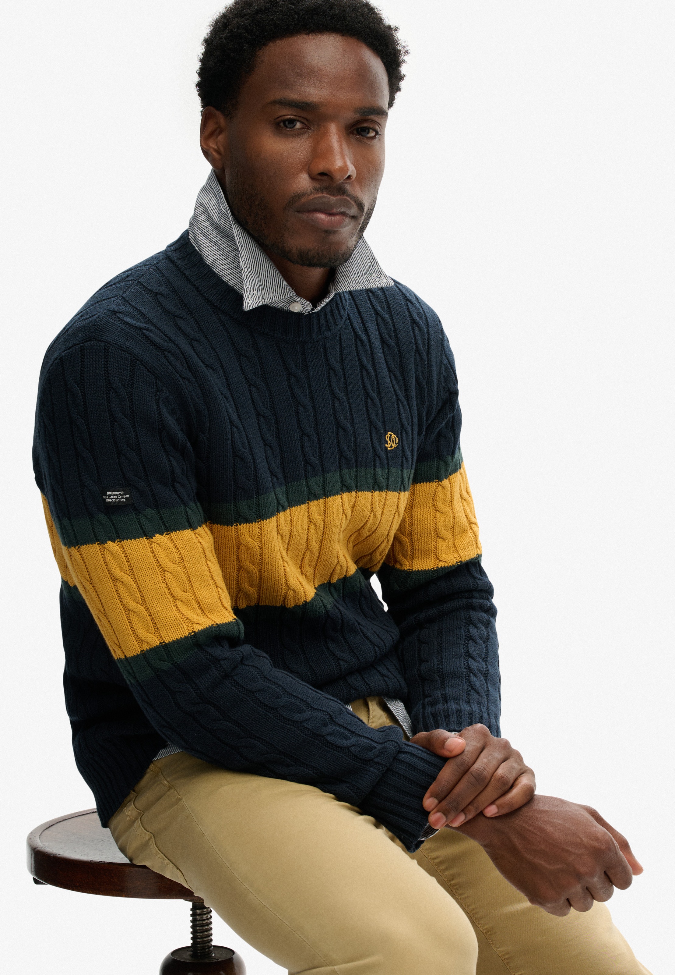 Superdry Strickpullover »Cotton Stripe Cable Jumper«