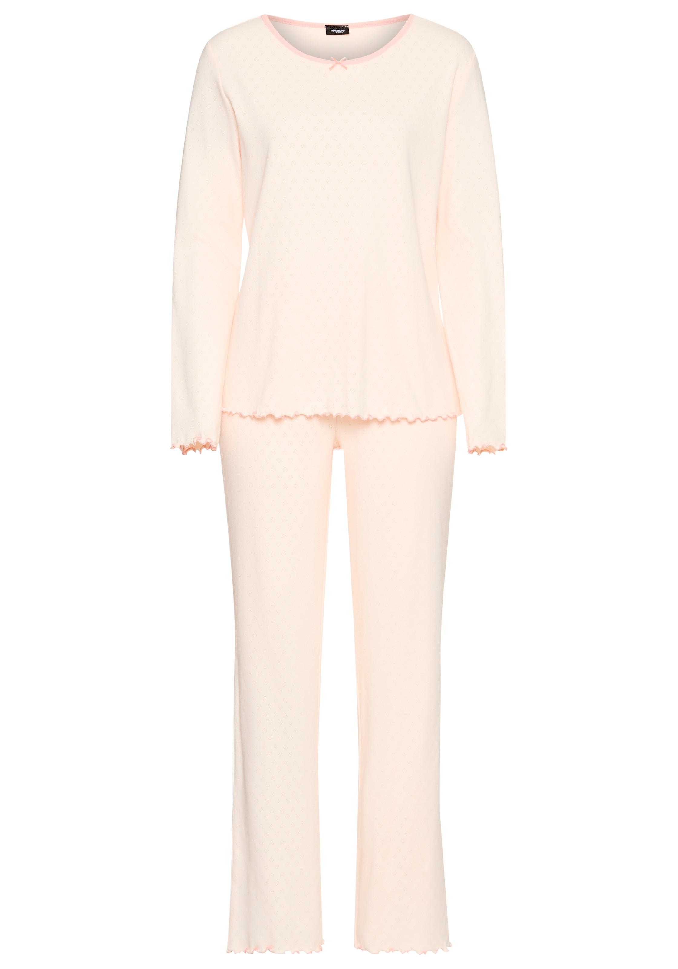 Vivance Dreams Pyjama Set, 2 mit romantischem Ajour Muster