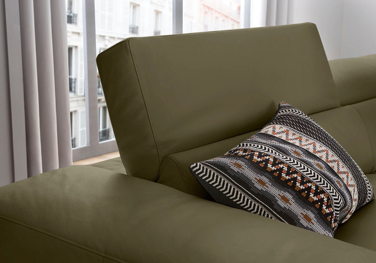 W.SCHILLIG Ecksofa »piedroo, Designsofa mit tollem Sitzkomfort, elegant und bequem, L-Form«, Kopfteilverstellung, wahlweise mit Sitztiefenverstellung, Breite 343cm